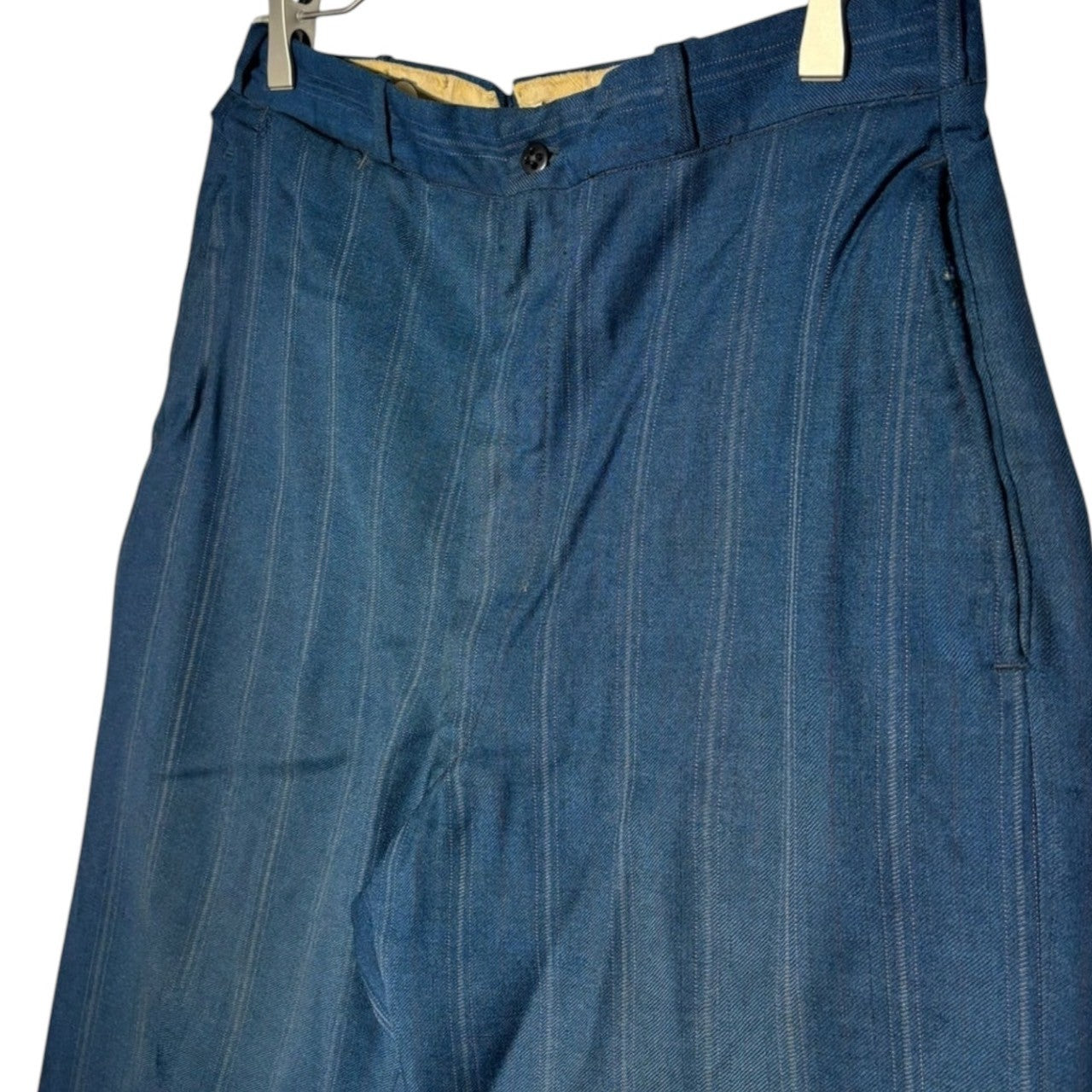 VINTAGE(ヴィンテージ) 50's~60's Vintage Striped Straight Slacks ヴィンテージ ストライプ ストレート スラックス 実寸82cm ブルー 推定50年代~60年代 WALDESジップ USA製