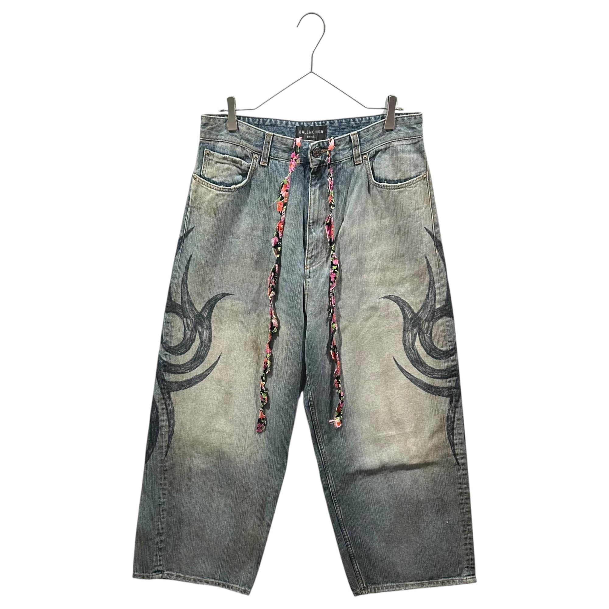BALENCIAGA(バレンシアガ) 24AW Y2K Stretched Knee Baggy Jeans ストレッチド ニー バギー ジーンズ 809360 XS インディゴ ワイド デニム パンツ トライバル