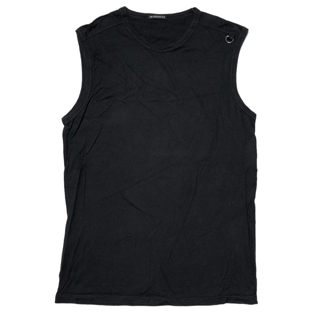 ANN DEMEULEMEESTER(アンドゥムルメステール) 00's D-ring design tank top Dカンデザインタンクトップ ノースリーブカットソー 352-38608 XS ブラック オリゾンティタグ