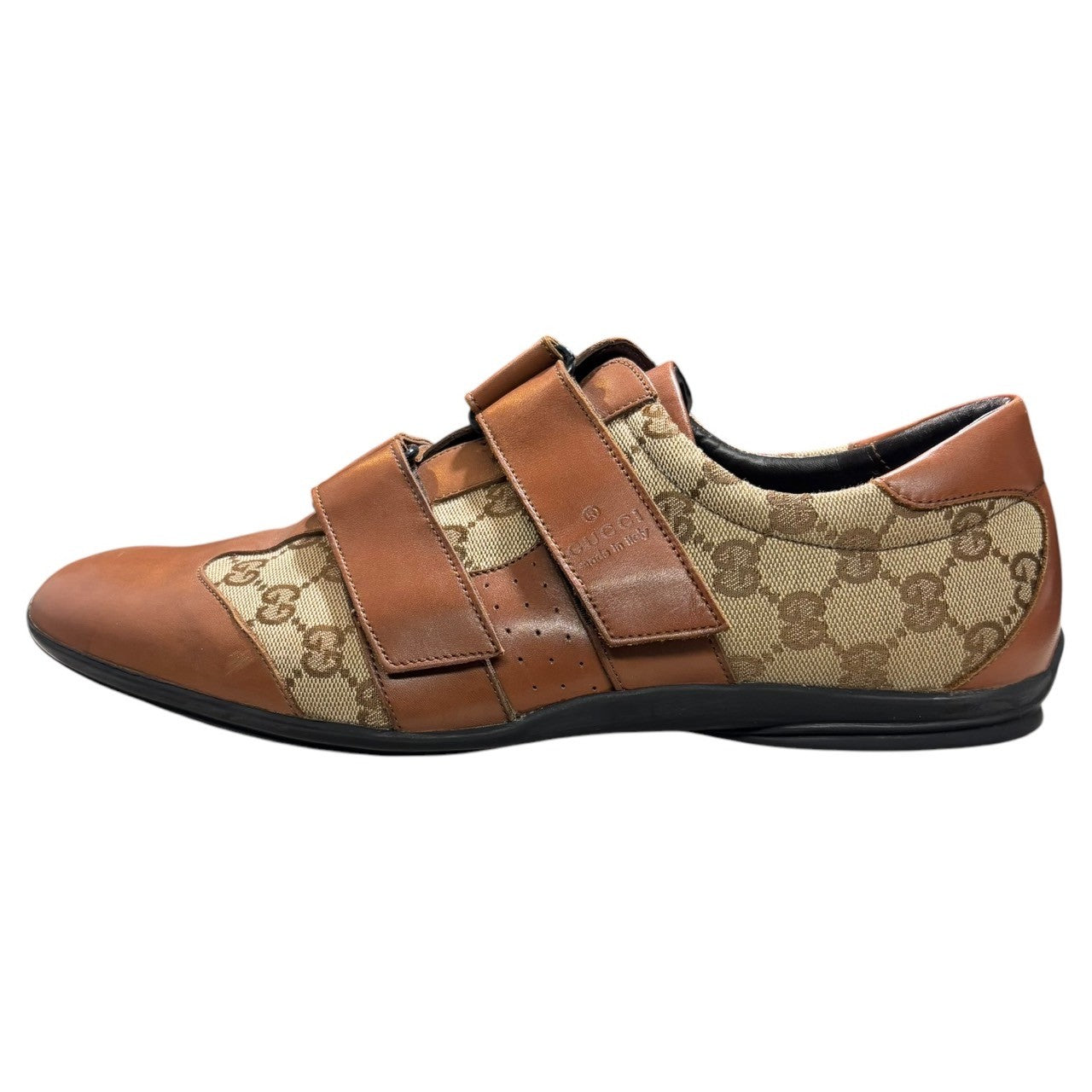 GUCCI(グッチ) GG canvas x leather combination shoes GGキャンバス レザー コンビ シューズ 091835 43 1/2(27.5cm) ブラウン×ベージュ