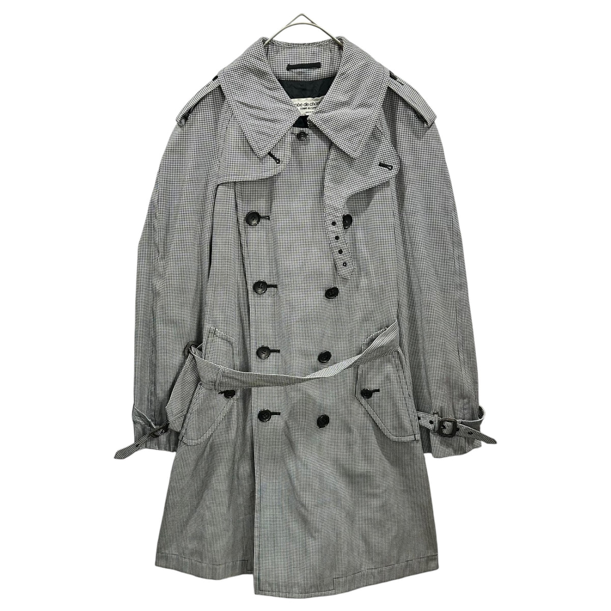 robe de chambre COMME des GARCONS(ローブドシャンブルコムデギャルソン) 1990's Houndstooth trench coat 千鳥柄 トレンチ コート RC-040050 表記無(M程度) ホワイト×ブラック 90年代 AD1996