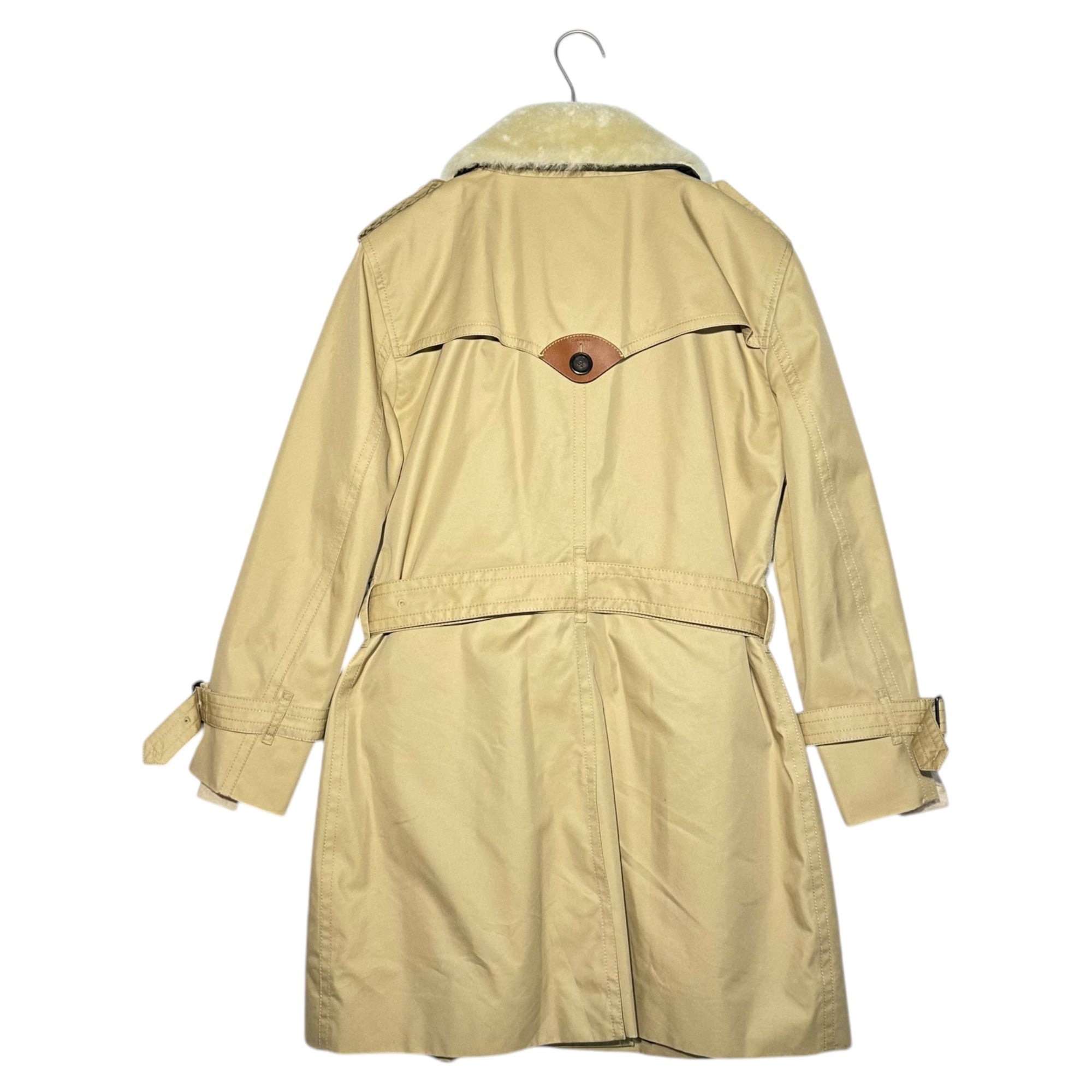 COACH(コーチ) Fur trench coat with liner ライナー付 ラムファー トレンチ コート F76255 L ベージュ チェック