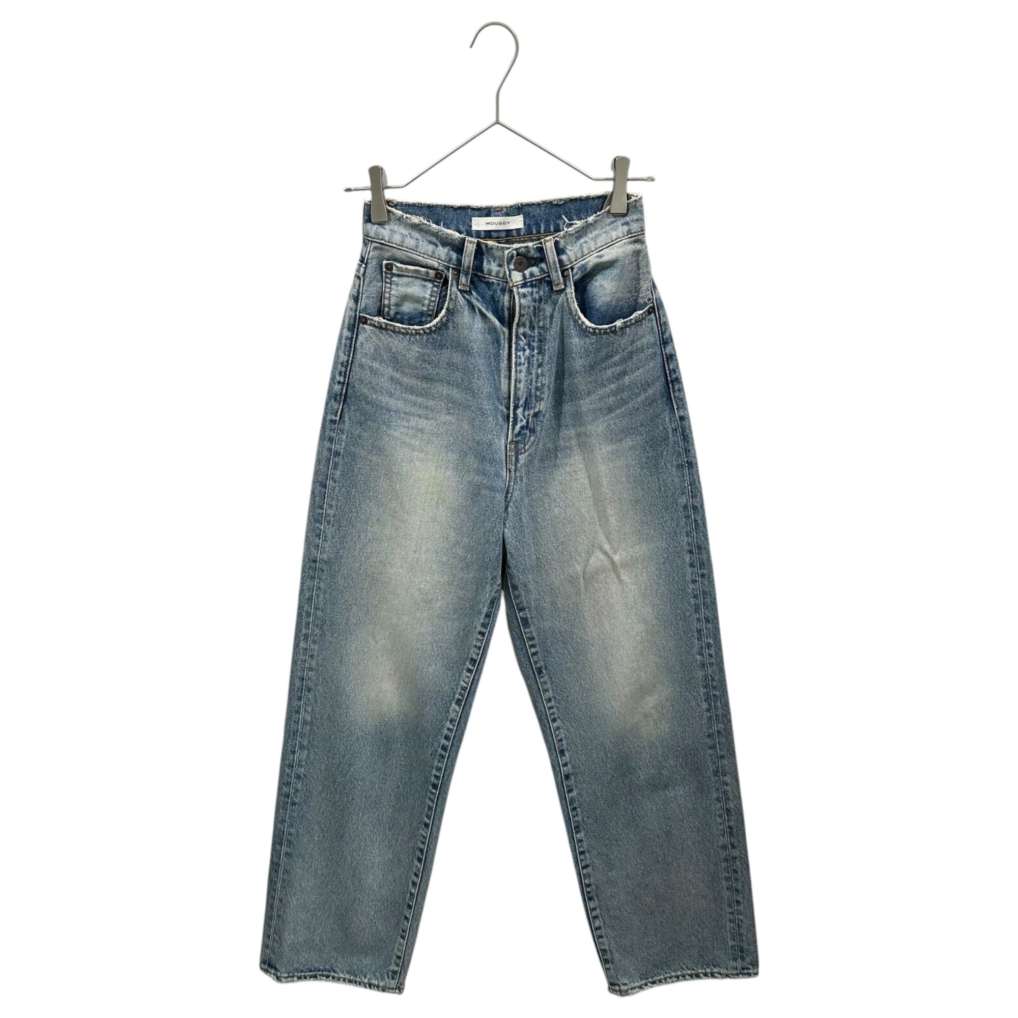 moussy(マウジー) 19AW HIGH WAIST DAMAGE LOOSE STRAIGHT DENIM PANTS ハイウエスト ダメージ ルーズ ストレート デニム パンツ 010CAS11-5120-1 24 ライトインディゴ