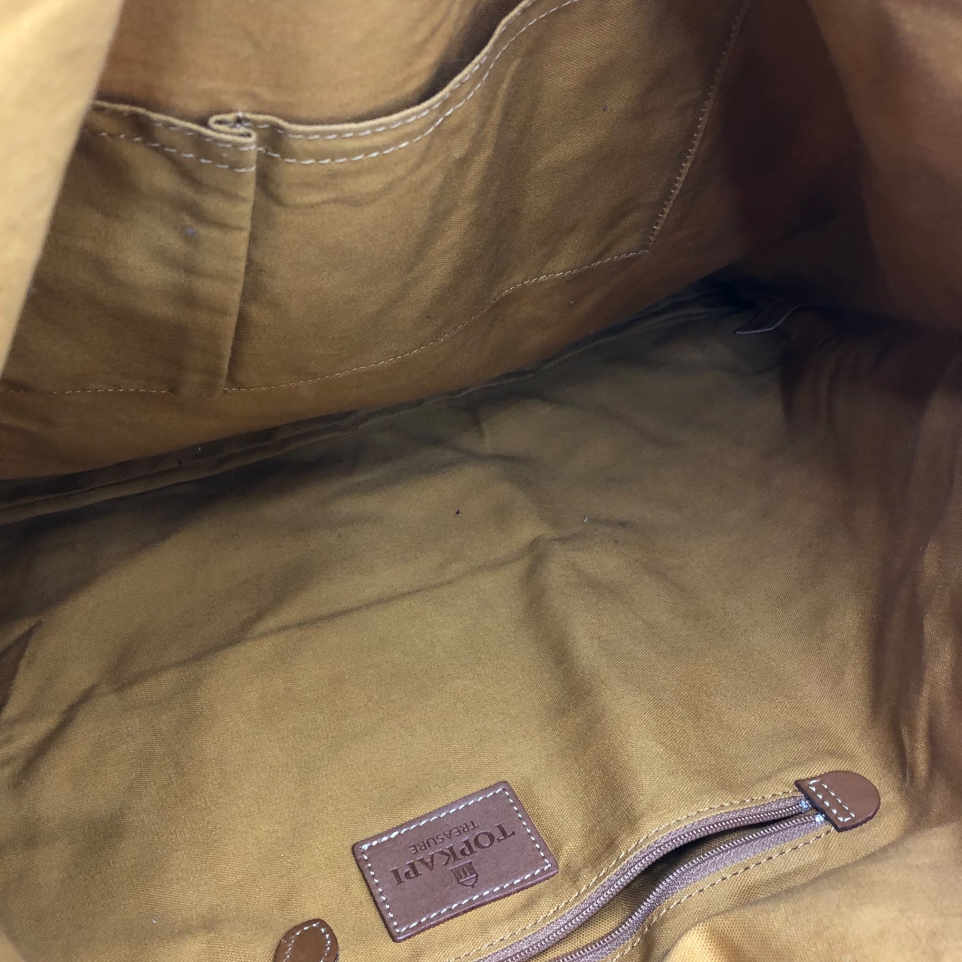 TOPKAPI(トプカピ) スカーフ 柄 トート バッグ ハンドバッグ 大き目 ベージュ×グリーン