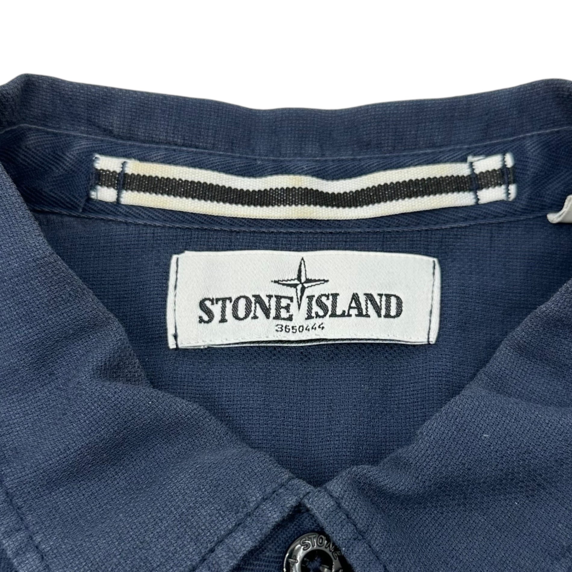 STONE ISLAND(ストーンアイランド) 13SS Front Logo Cotton Linen S/S Shirt フロント ロゴ コットン リネン 半袖 シャツ 581511704 M ネイビー