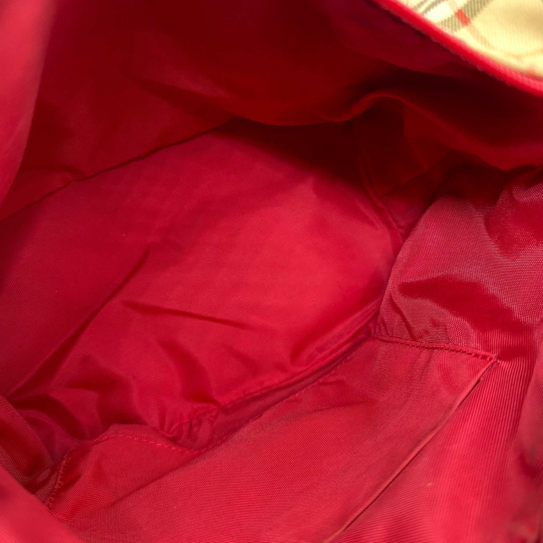 Burberrys(バーバリーズ) Nova Checked Leather Switching Mini Bag ノヴァチェック レザー 切替 ミニ バッグ ベージュ×レッド ワンショルダー ハンド