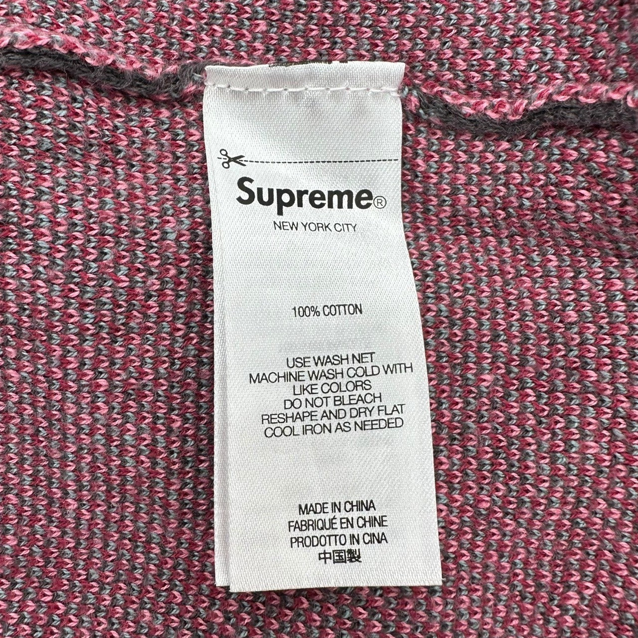 SUPREME(シュプリーム) 21AW Argyle Zip Polo アーガイル ニット ジップ 半袖 ポロ シャツ XL ピンク 21FW