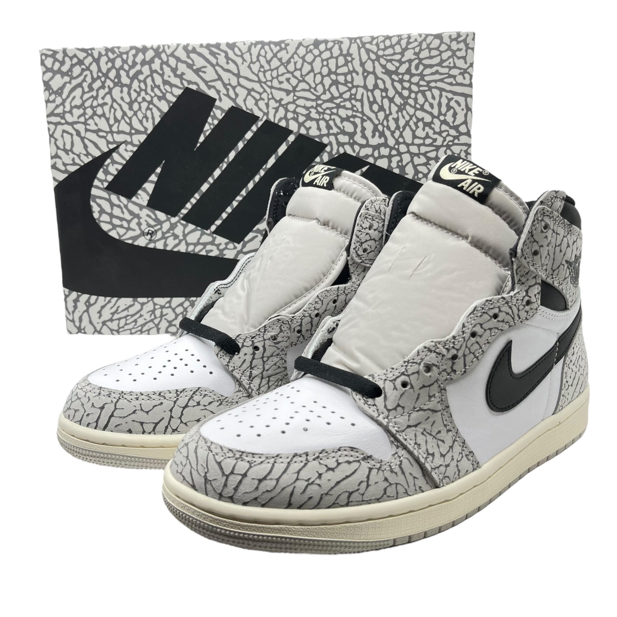 NIKE(ナイキ) Air Jordan 1 High OG "White Cement/Safari" エアジョーダン1 ハイ ホワイト セメント DZ5485-052 27cm ホワイト×グレー 箱付 ハイカット スニーカー