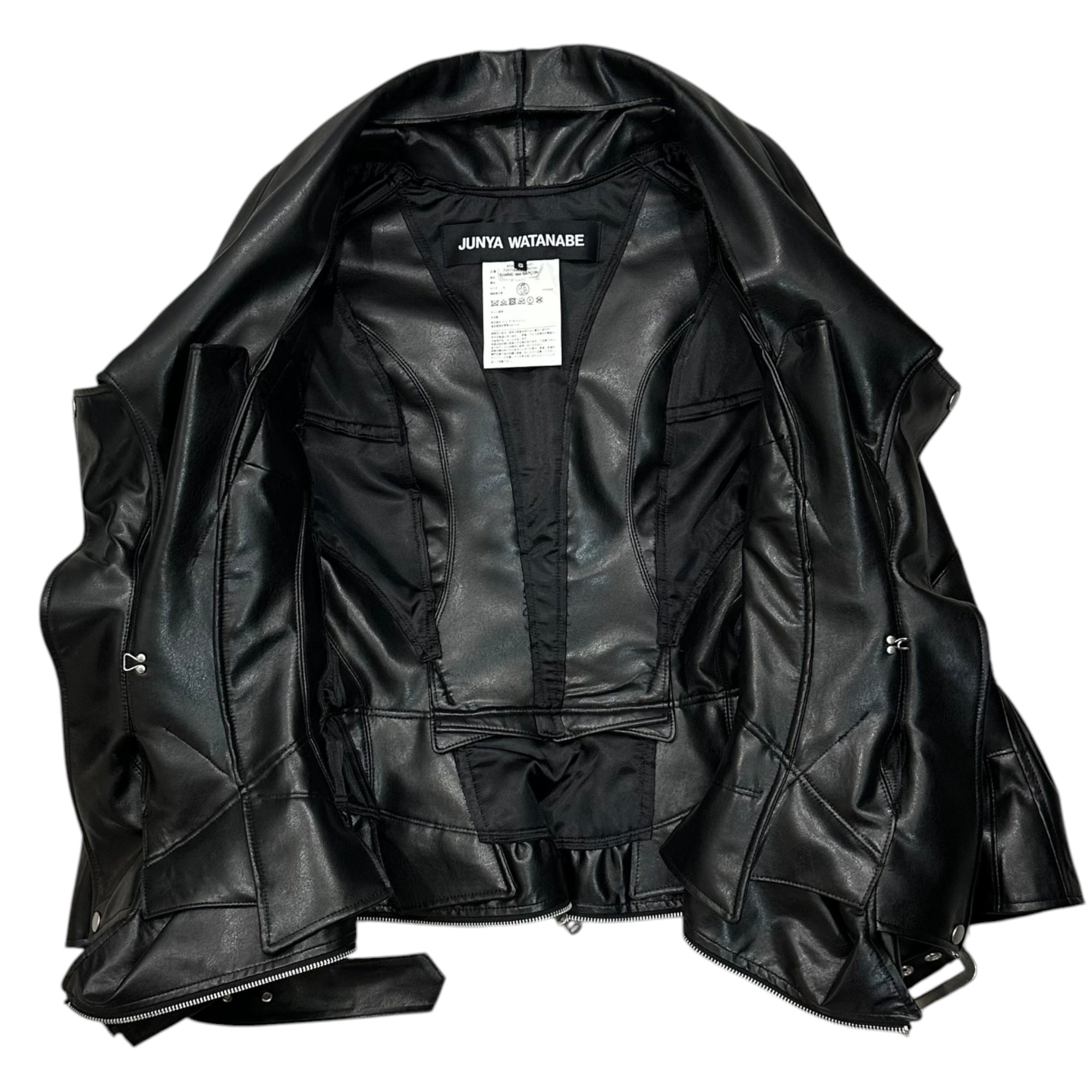 JUNYA WATANABE(ジュンヤワタナベ) 2022AW Deconstructed and Reconstructed Faux Leather Biker Jacket 解体 再構築 フェイクレザー ライダース ジャケット JJ-J054 S ブラック AD2022