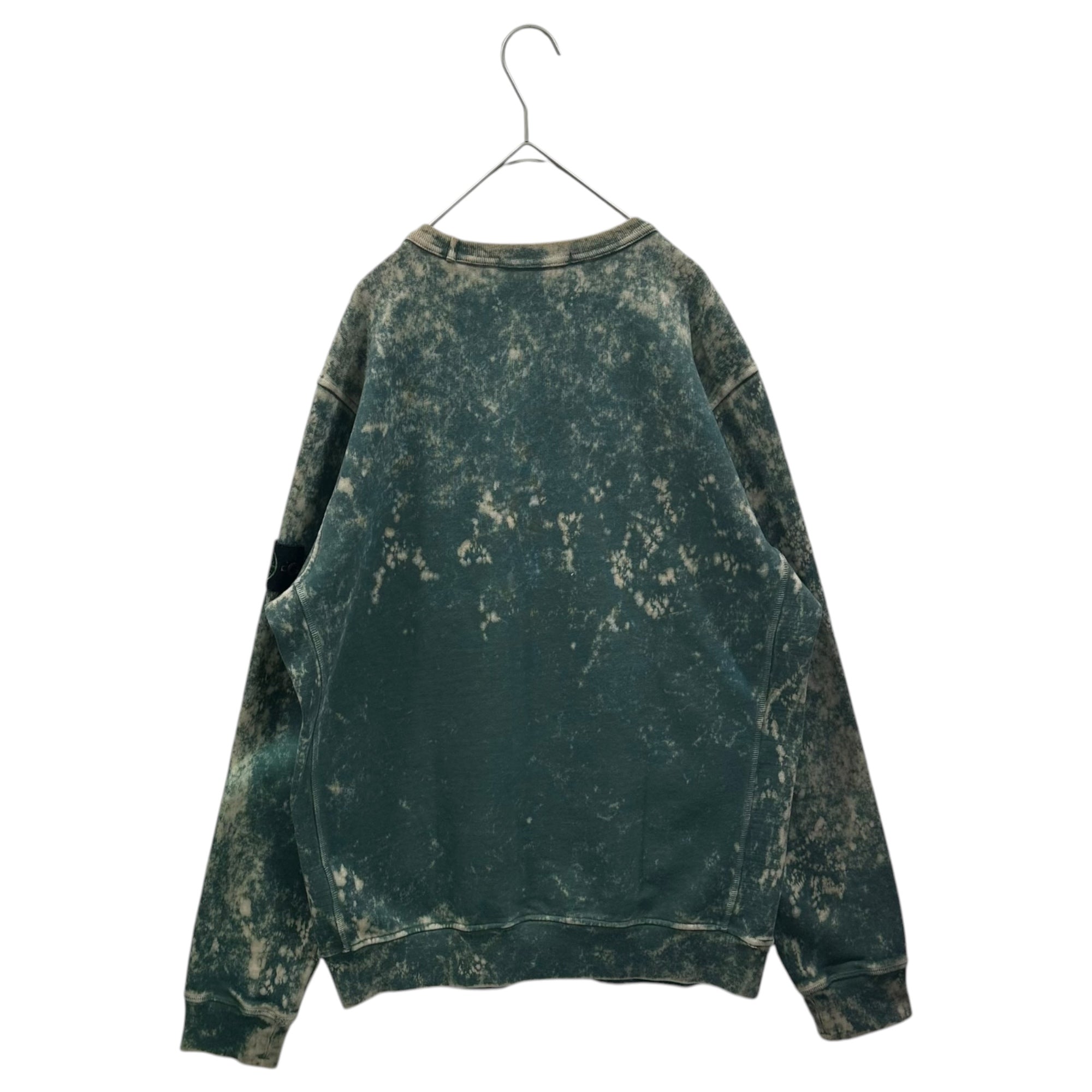STONE ISLAND(ストーンアイランド) 2022SS Off-Dye Treatment Crewneck Sweatshirt コットンフリース オフダイ OVD トリートメント クルーネック スウェット 761561538 M グリーン×ベージュ タイダイ