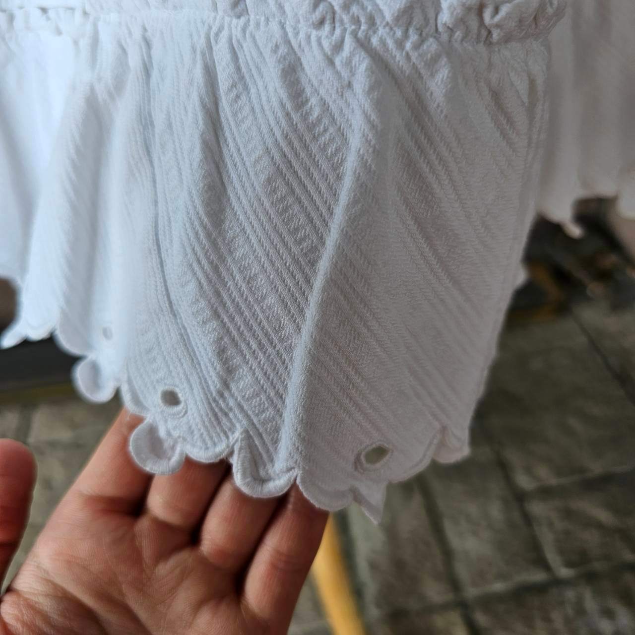 Euro vintage(ヨーロッパヴィンテージ) 30’s~「MB」 initials cutwork rim white cotton petticoat skirt ネーム刺繍入りカットワークレースのペチコートスカート Sサイズ程度 ホワイト