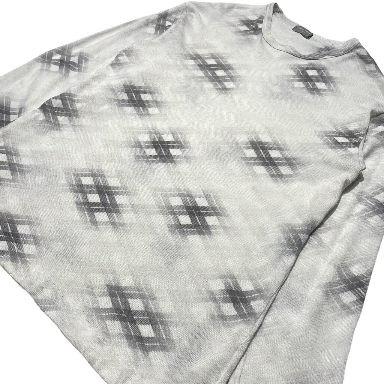 COMME des GARCONS HOMME(コムデギャルソンオム) 99ssFaint check cotton/polyknit sew かすれ チェック コットン ポリニットソー カットソー 長袖 HT-040220 表記なし(L程度) ホワイト AD1998 田中オム