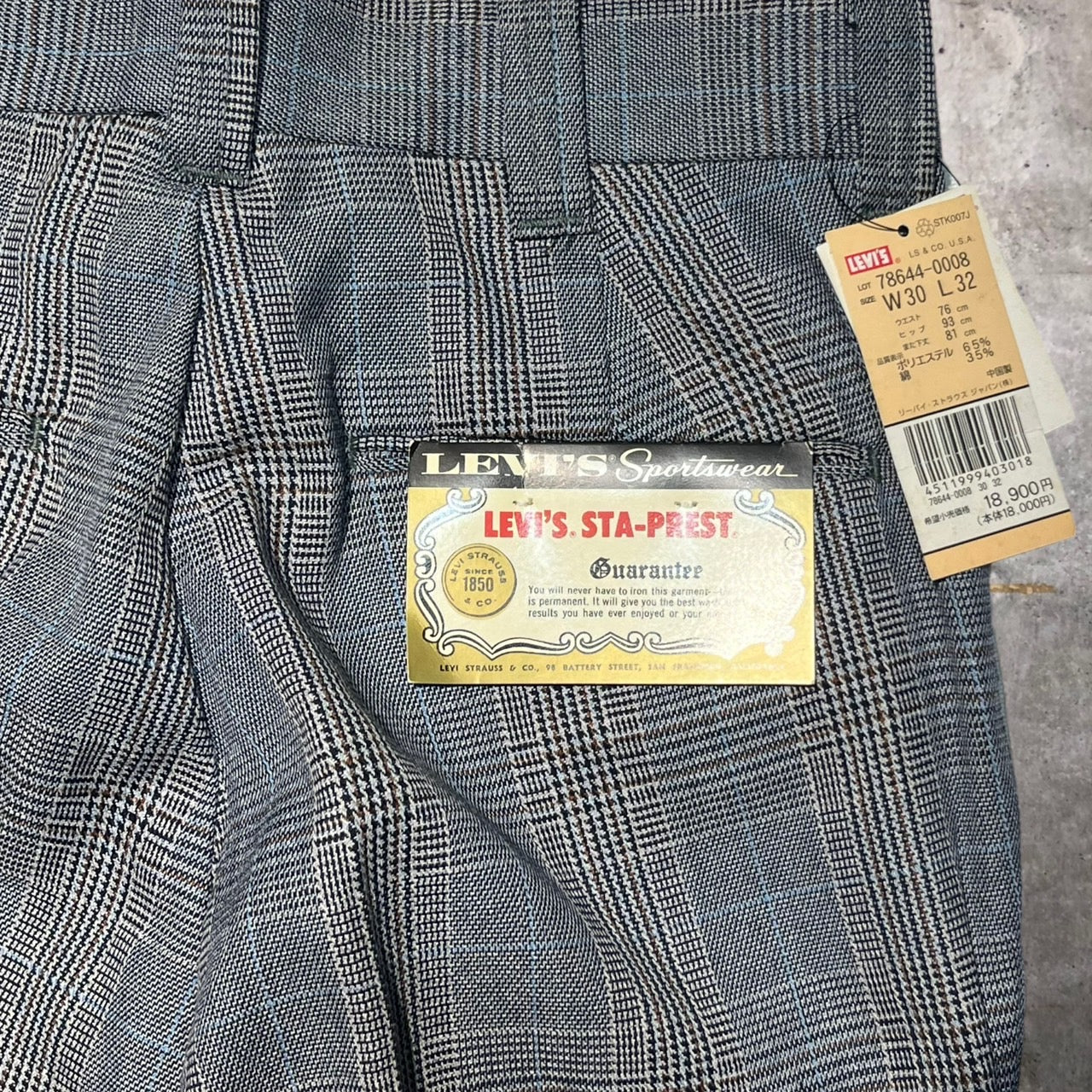 Levi's(リーバイス) タータンチェックスタープレスト 78644-0008 W30 L32 グレー 復刻モデル