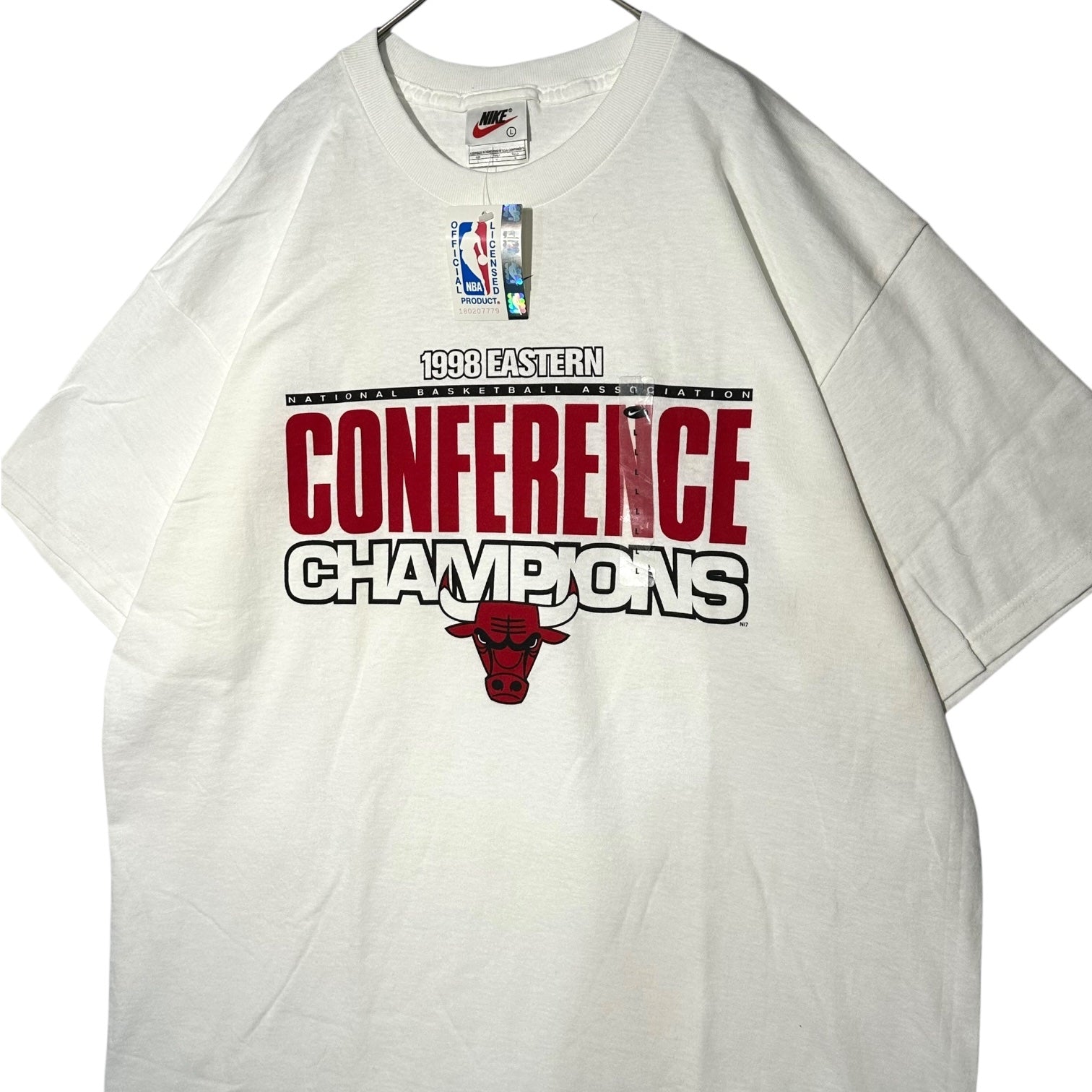NIKE(ナイキ) 1998 EASTERN CONFERENCE CHAMPIONS Chicago Bulls Tee シカゴ ブルズ Tシャツ L ホワイト 90’s 90年代 ヴィンテージ デッドストック NBA