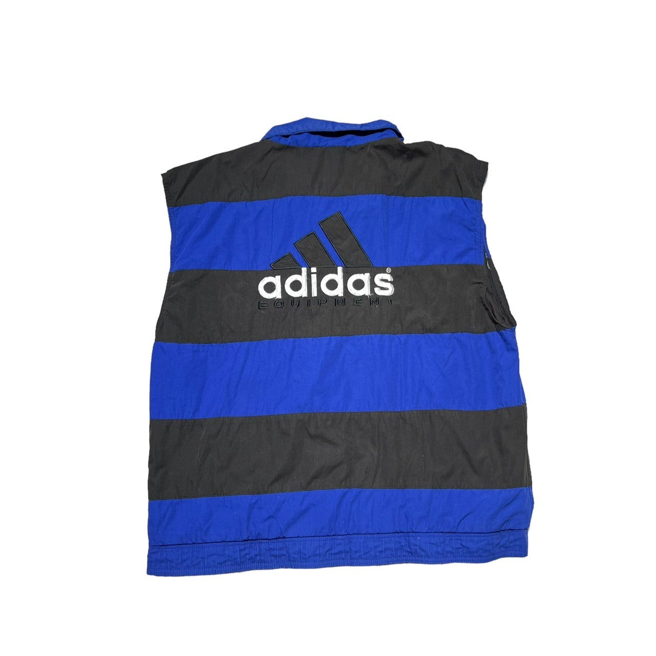 adidas(アディダス) 90's One-point logo border zip-up vest ワンポイントロゴ ボーダー ジップアップ ベスト 90年代 Y2K B-BOY L(実寸XL程度) ブルー×ブラック