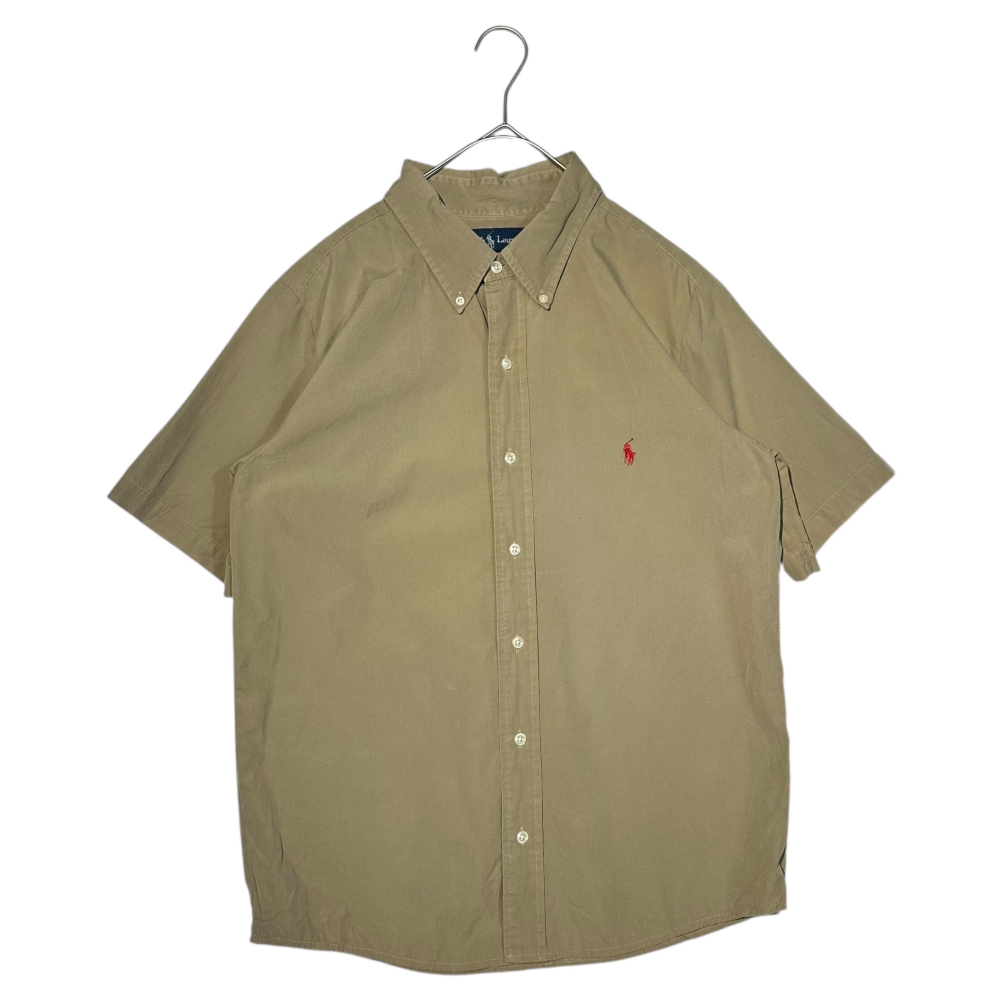 POLO RALPH LAUREN(ポロラルフローレン) Pony Logo Embroidery BD S/S Shirt ポニー ロゴ 刺繍 BD 半袖 シャツ XXL カーキ