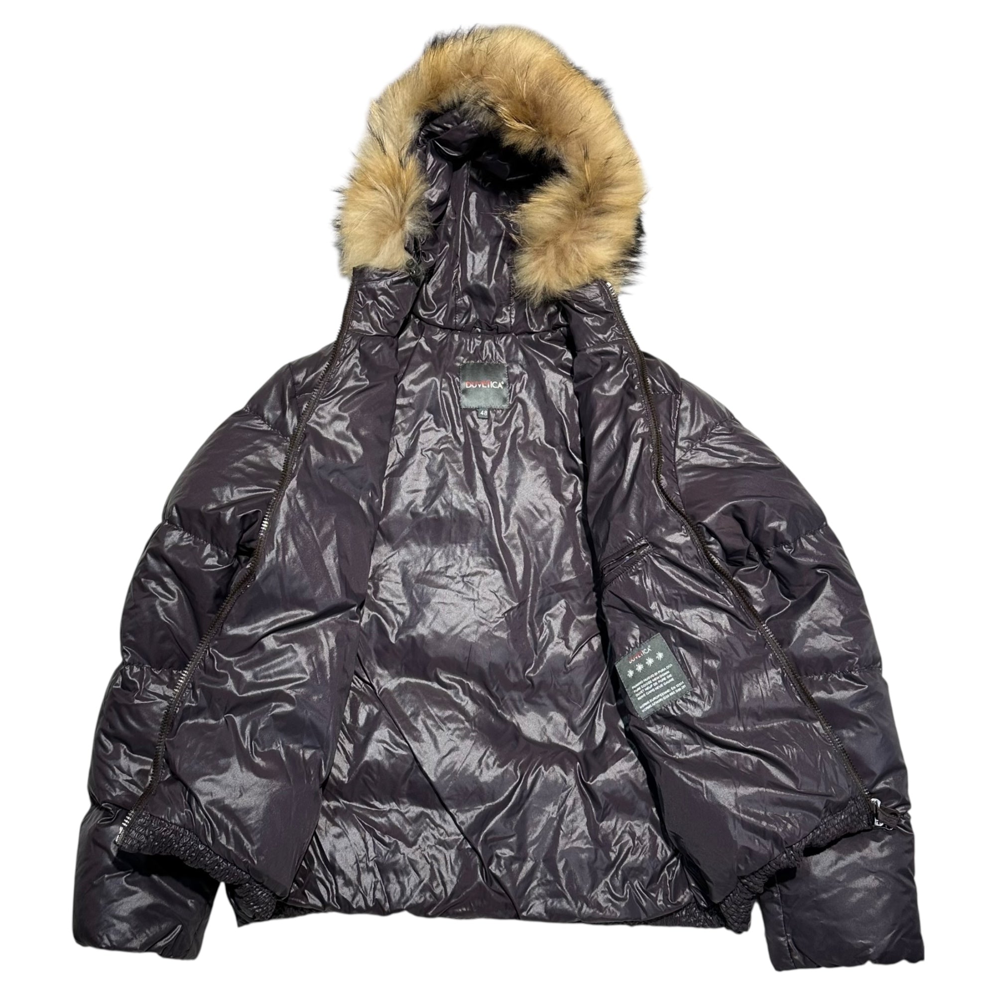 DUVETICA(デュベティカ) Fur-trimmed Hooded Down Jacket ファー装飾 フーデッド ダウン ジャケット 48(M程度) パープル 海外購入品