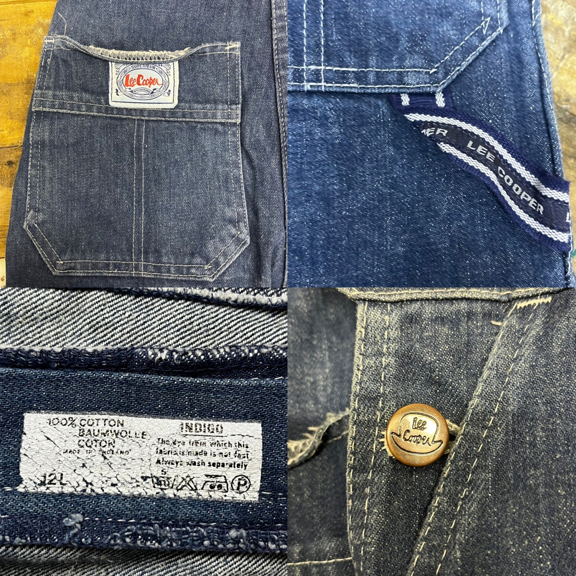 Euro vintage(ヨーロッパヴィンテージ) Lee corper 80's~インディゴデニム オーバーオール コットン100% S~Mサイズ程度 インディゴ