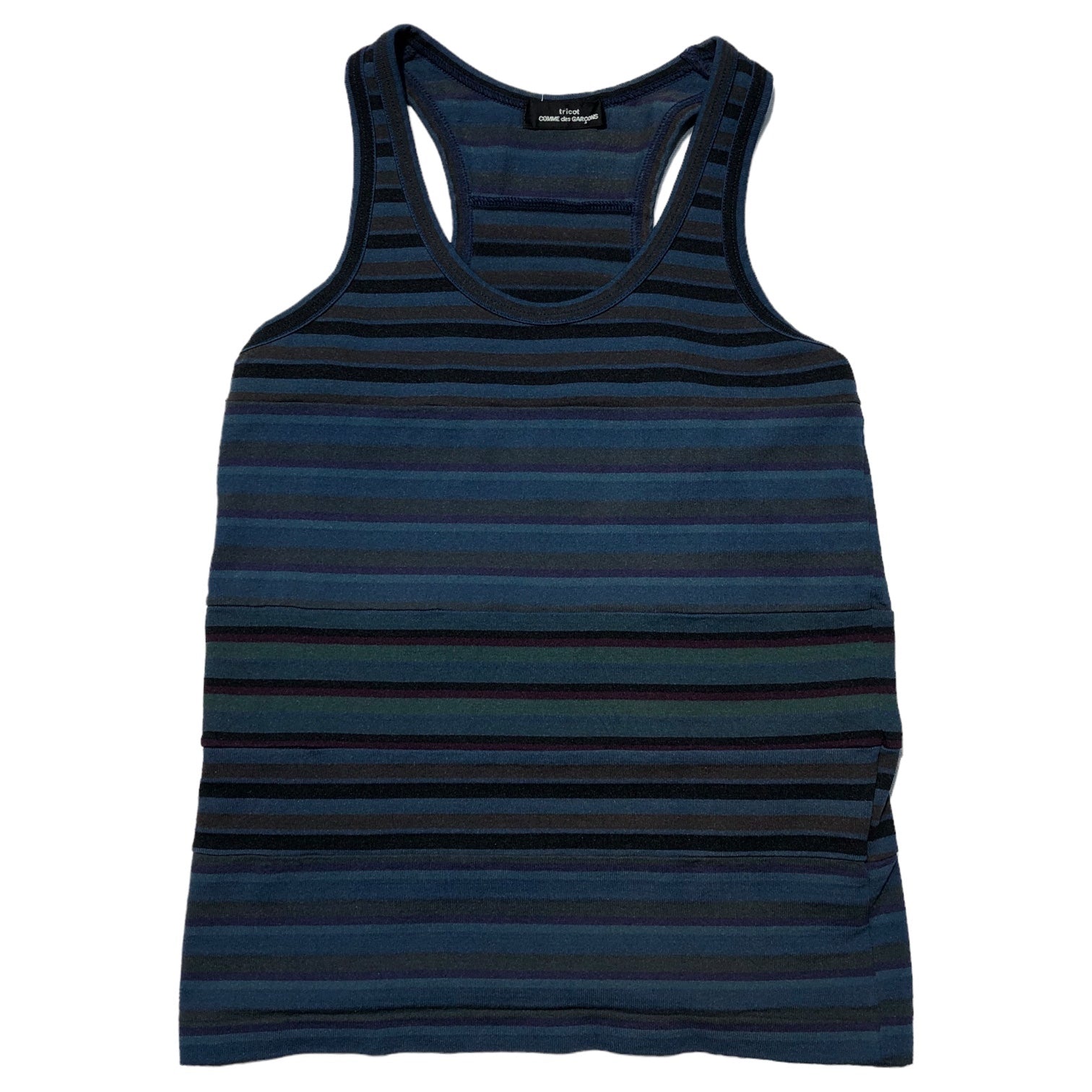 tricot COMME des GARCONS(トリココムデギャルソン) 03SS multi border tank top マルチ ボーダー タンクトップ TJ-T054 表記無し(S程度) ダークブルー ノースリーブ カットソー