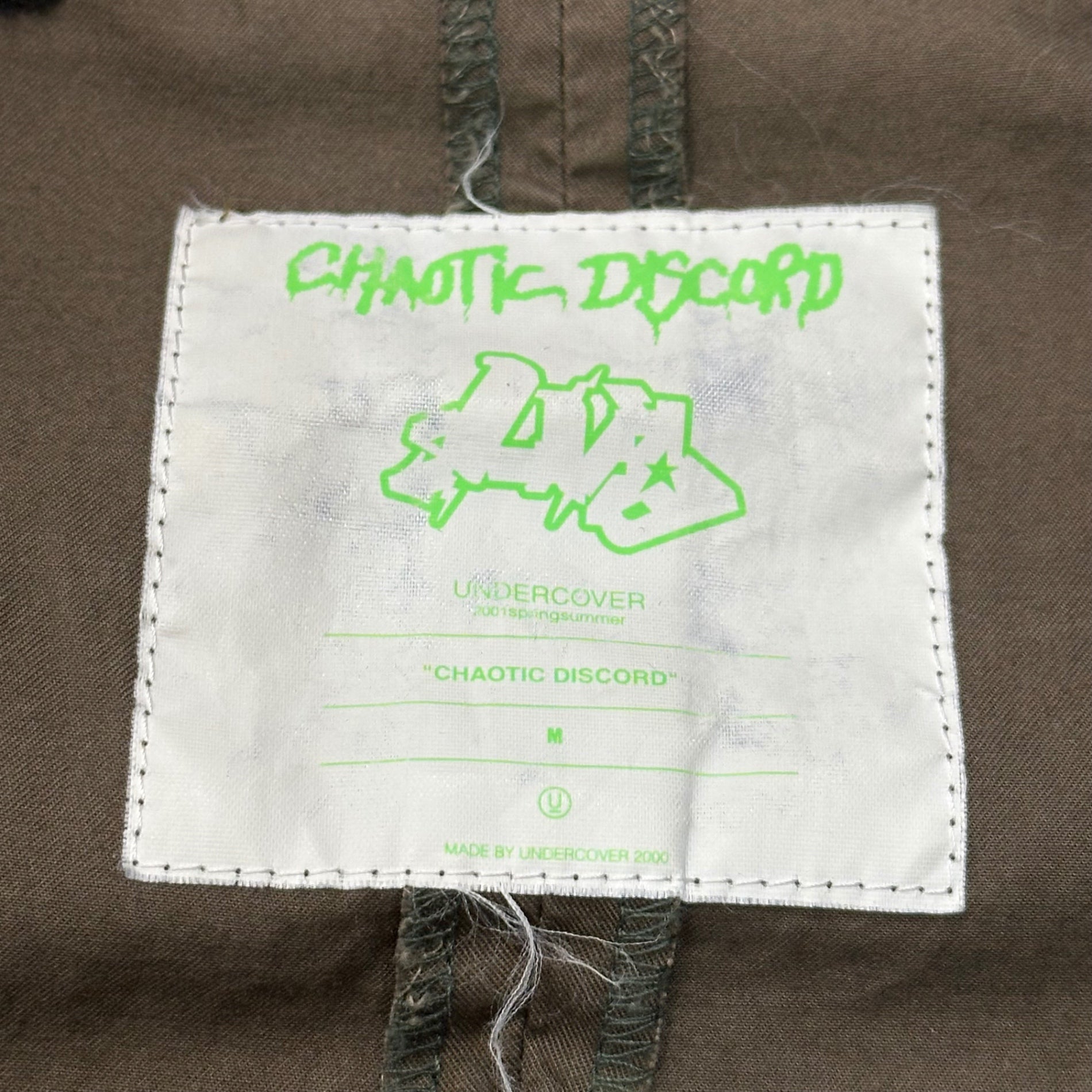 UNDERCOVER(アンダーカバー) 01SS CHAOTIC DISCORD Diagonal-zip cotton shirt 斜めジップ コットン シャツ Z1-2 M オリーブ 00's