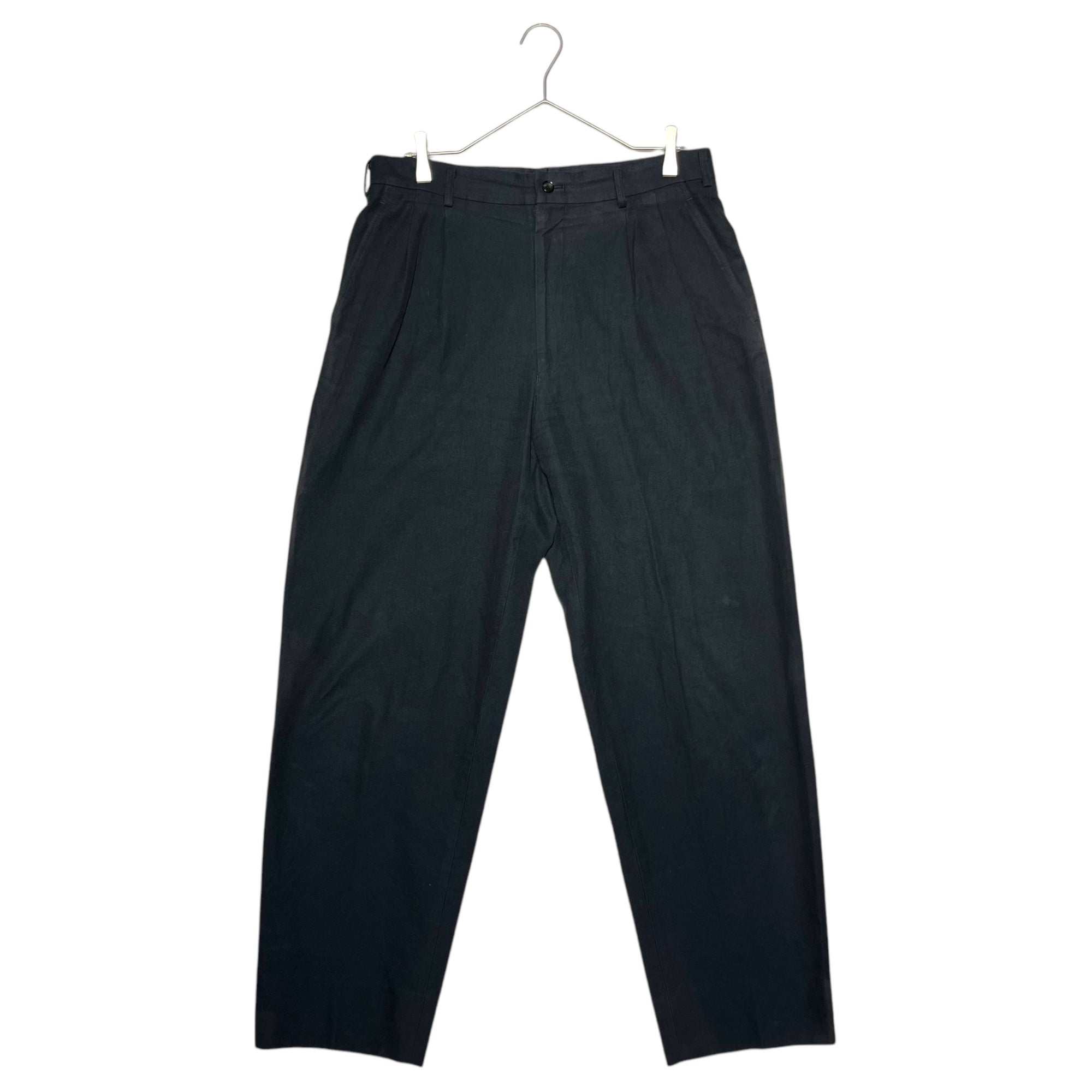 COMME des GARCONS HOMME(コムデギャルソンオム) 99AW Two-tuck cotton wide trousers ツータック コットン ワイド トラウザー 田中オム HP-04048L L ネイビー 田中啓一氏デザイナー期 稀少品