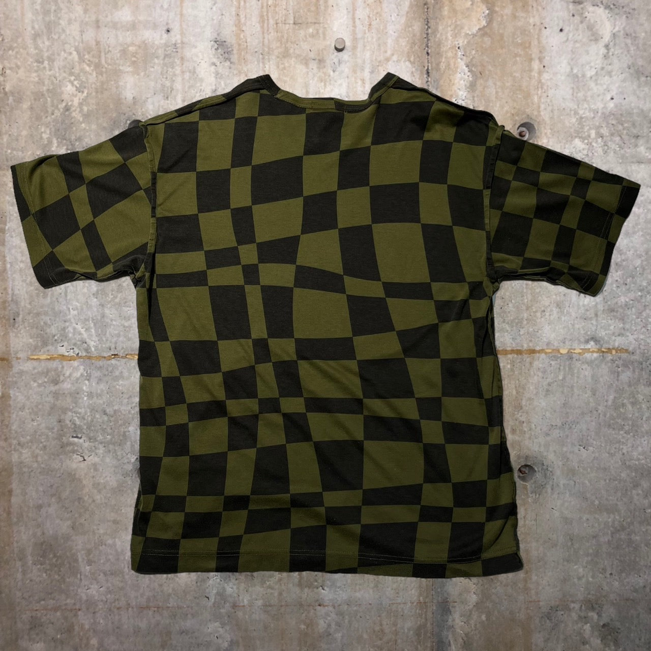 COMME des GARCONS HOMME(コムデギャルソンオム) 05SS変形チェッカーフラッグTシャツ HN-T010 M カーキ AD2004