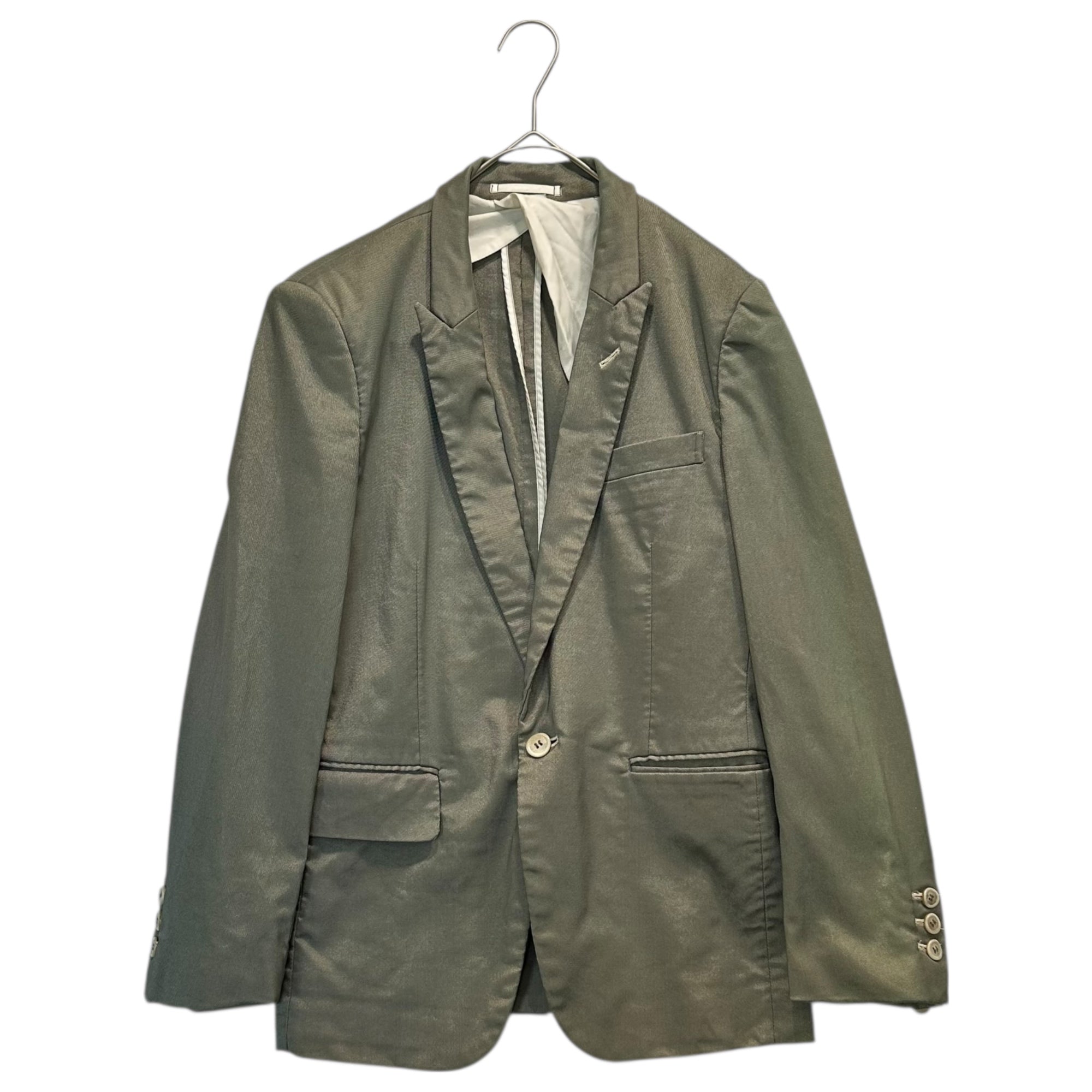 COMME des GARCONS HOMME PLUS(コムデギャルソンオムプリュス) 08SS imposition期 1-Button Poly Jacket 1ボタン ポリ ジャケット PA-J017 M グレー AD2007