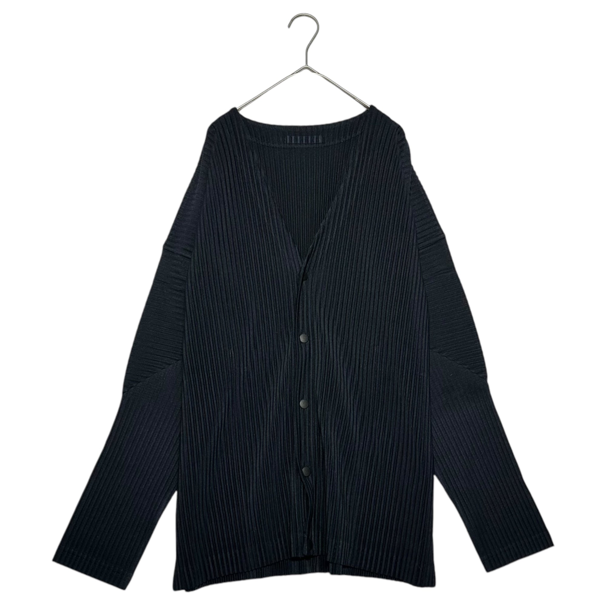 HOMME PLISSE ISSEY MIYAKE(オムプリッセイッセイミヤケ) BASIC pleated cardigan ベーシック プリーツ カーディガン HP55JL441/3 3(L程度) ネイビー