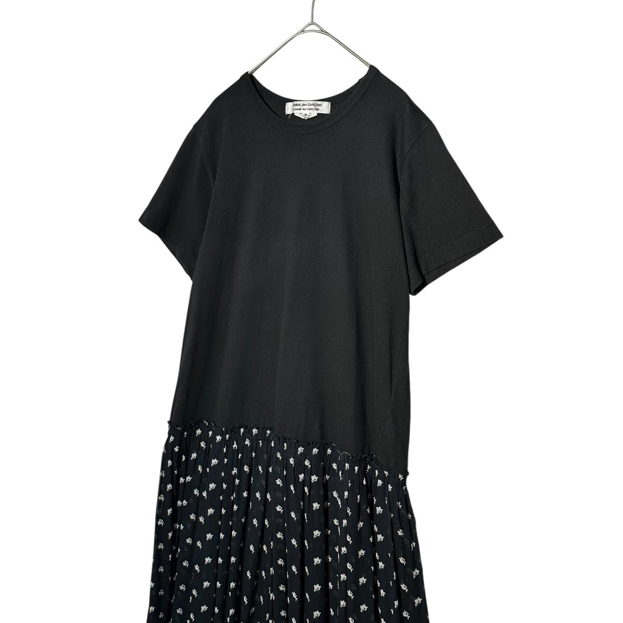 COMME des GARCONS COMME des GARCONS(コムデギャルソンコムデギャルソン) 14SS Cupra Blend S/S Shift Dress キュプラ 切替 カットソー 半袖 ワンピース RM-O016 S ブラック×ネイビー