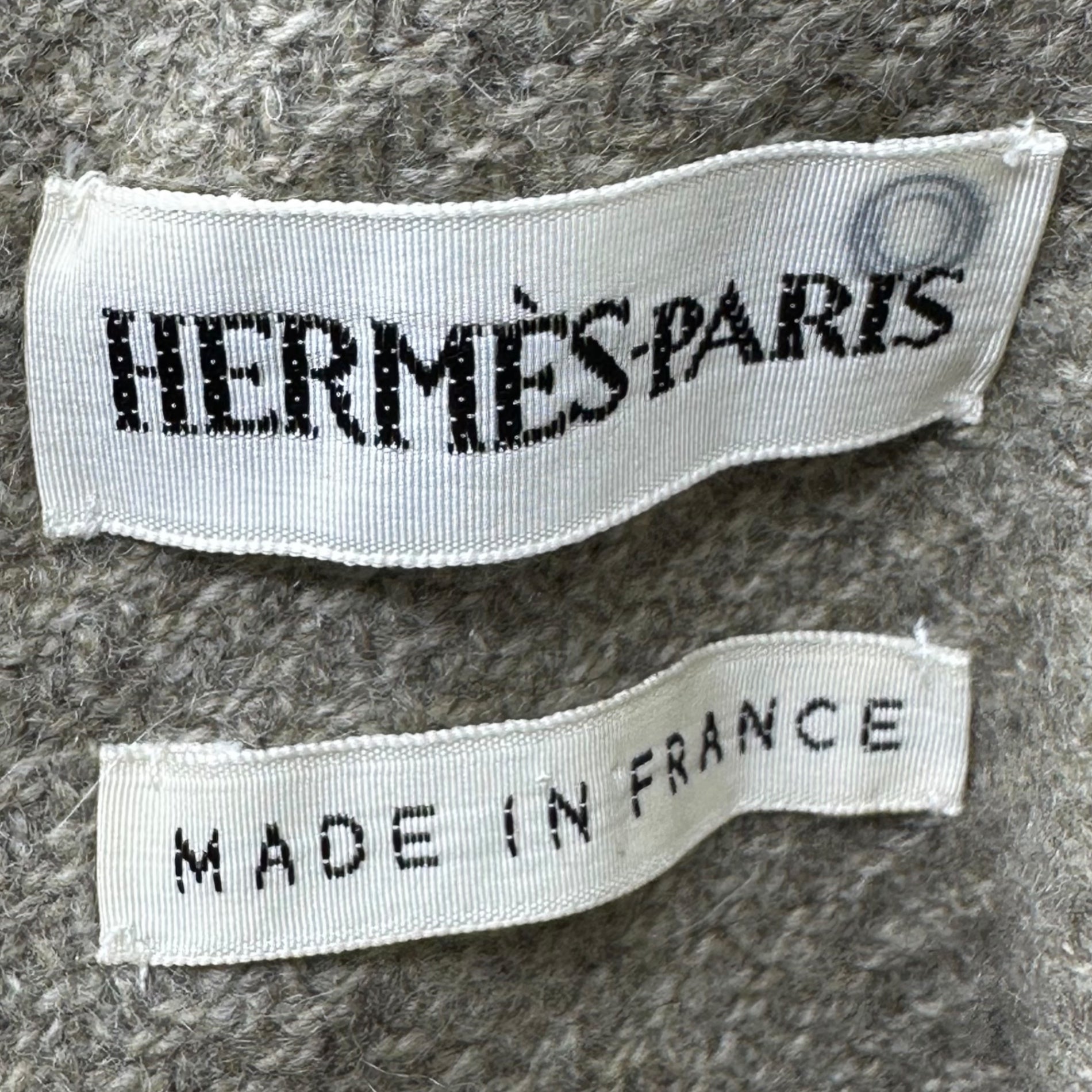 HERMES(エルメス) By Margiela 100% cashmere tweed stand collar jacket マルジェラ期 カシミア ツイード スタンドカラー ジャケット 38(M程度) ベージュ レザー ストラップ エルメスジャポンタグ ブルゾン