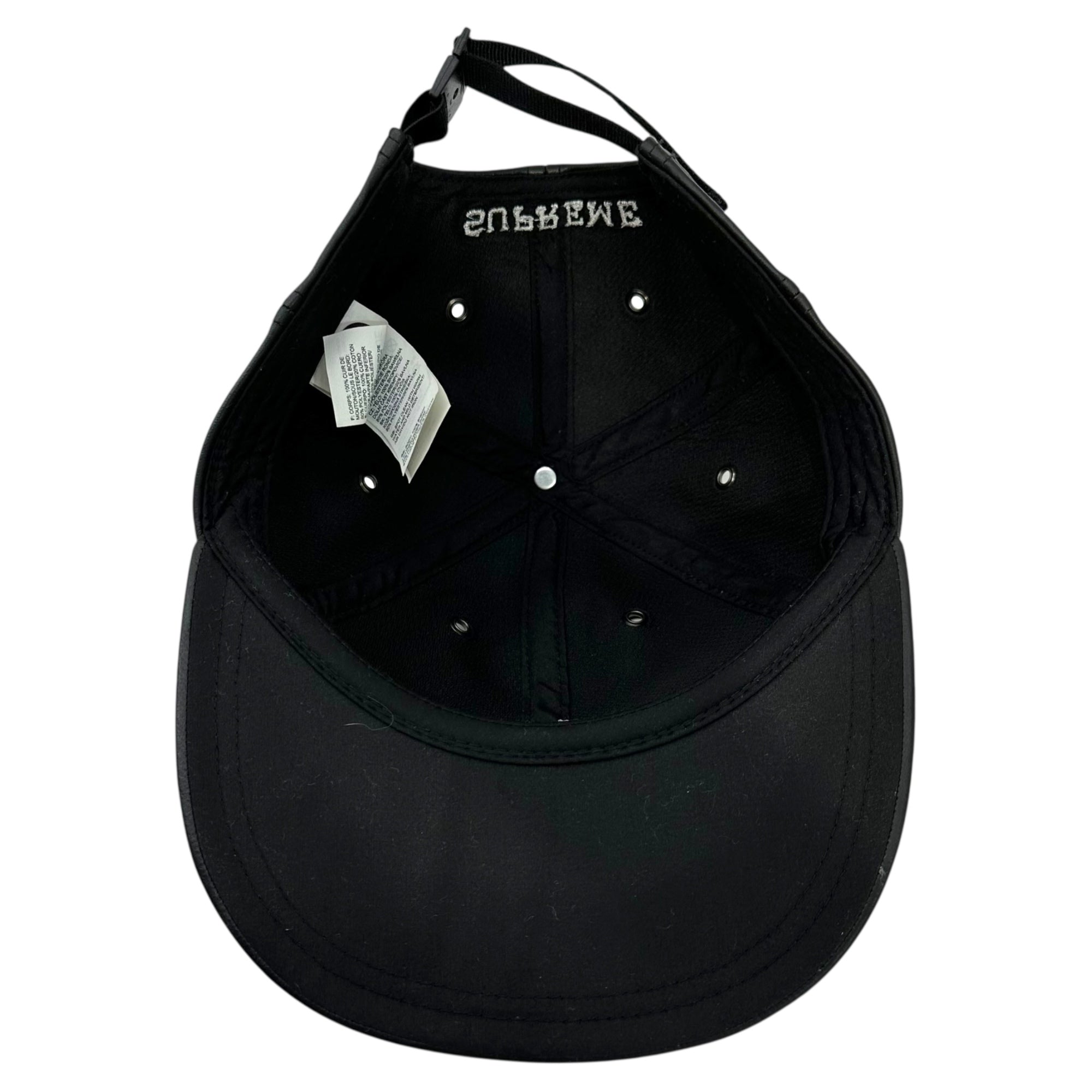 SUPREME×THE NORTH FACE(シュプリーム×ノースフェイス) 18AW Leather 6-Panel Cap レザー 6パネル キャップ NF0A3FG9 ONE ブラック 帽子 本革 コラボ 18FW