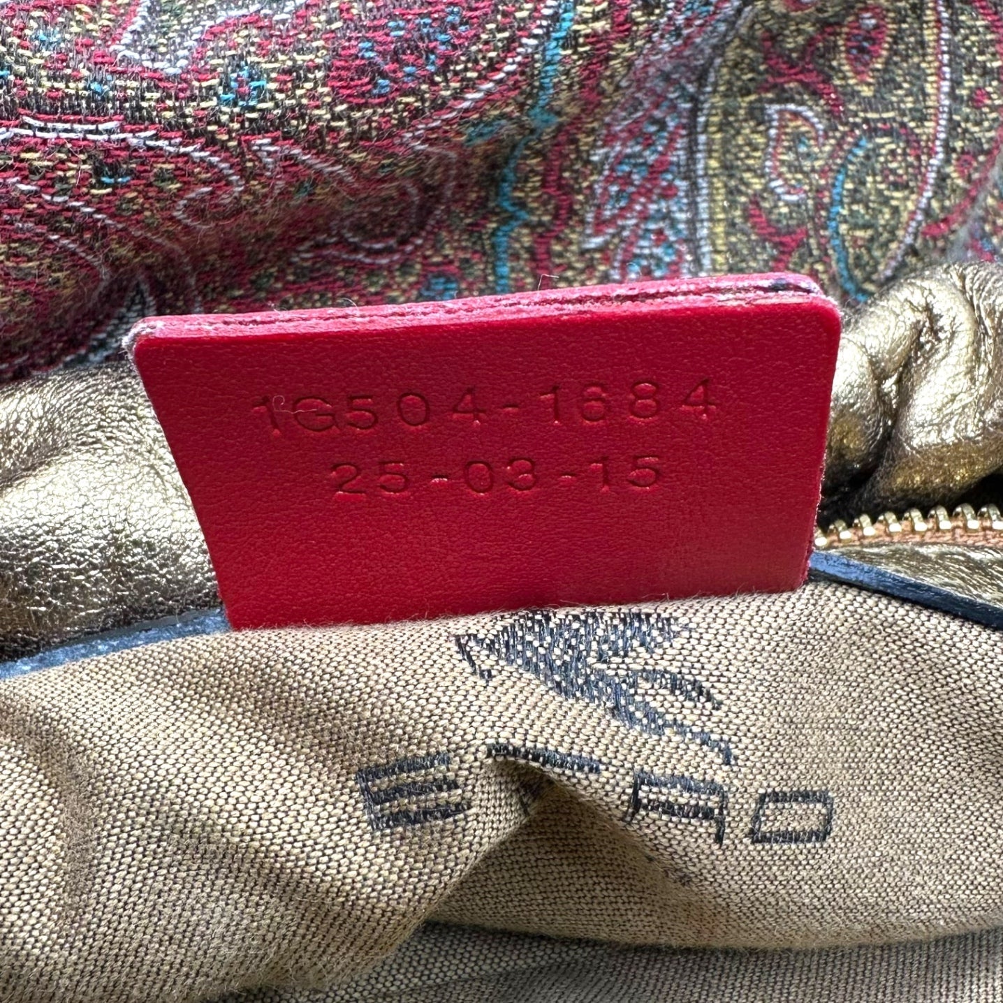 ETRO(エトロ) Paisley pattern drawstring leather shoulder bag ペイズリー柄 巾着 レザー ショルダー バッグ 1G504-1884 レッド×ゴールド 25-03-15