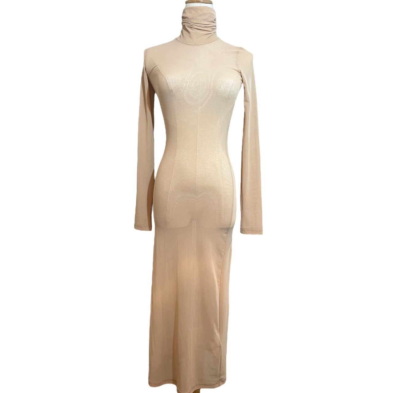 MM6 Maison Margiela(エムエムシックス) 19AW sheer turtleneck dress シアー タートルネック ワンピース 00000135813723 36(S程度) ベージュ シースルー ドレス