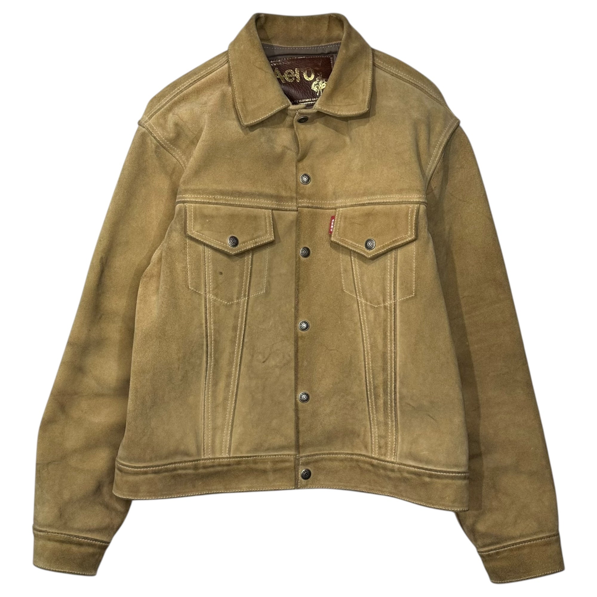 AEROLEATHER(エアロレザー) Suede Leather Tracker Jacket スウェード レザー トラッカー ジャケット 42(XL程度) ベージュ