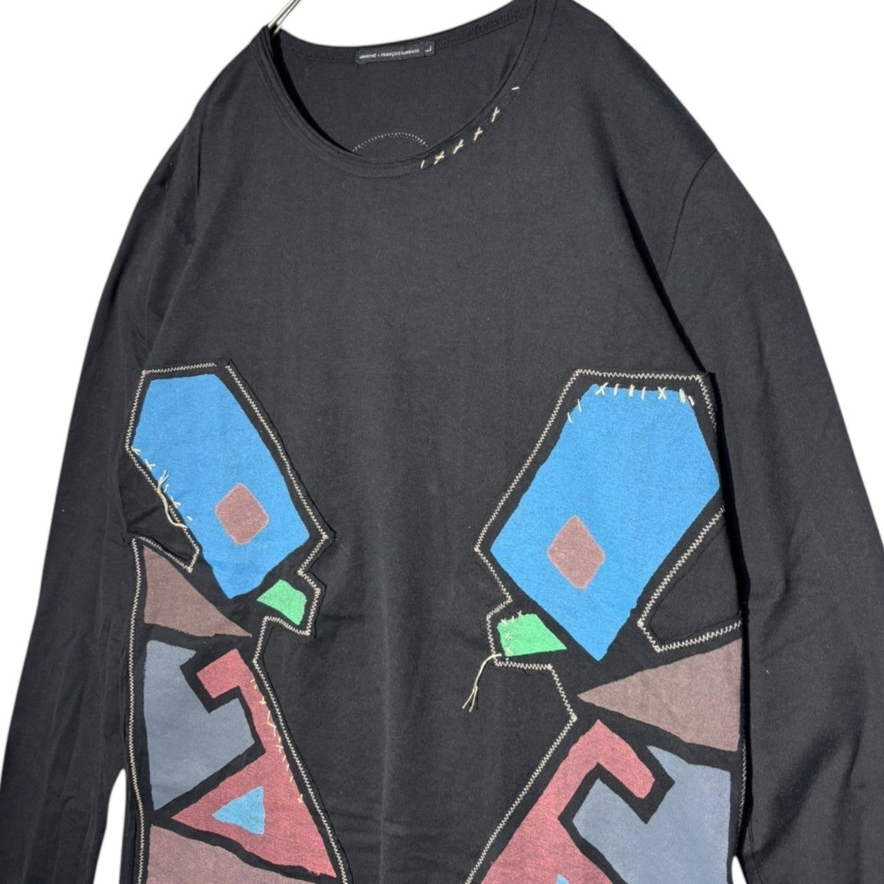 MARITHE FRANCOIS GIRBAUD(マリテフランソワジルボー) 00's Graphic Patch L/S Tee グラフィック パッチ 長袖 Tシャツ M5-6344 L ブラック Y2K