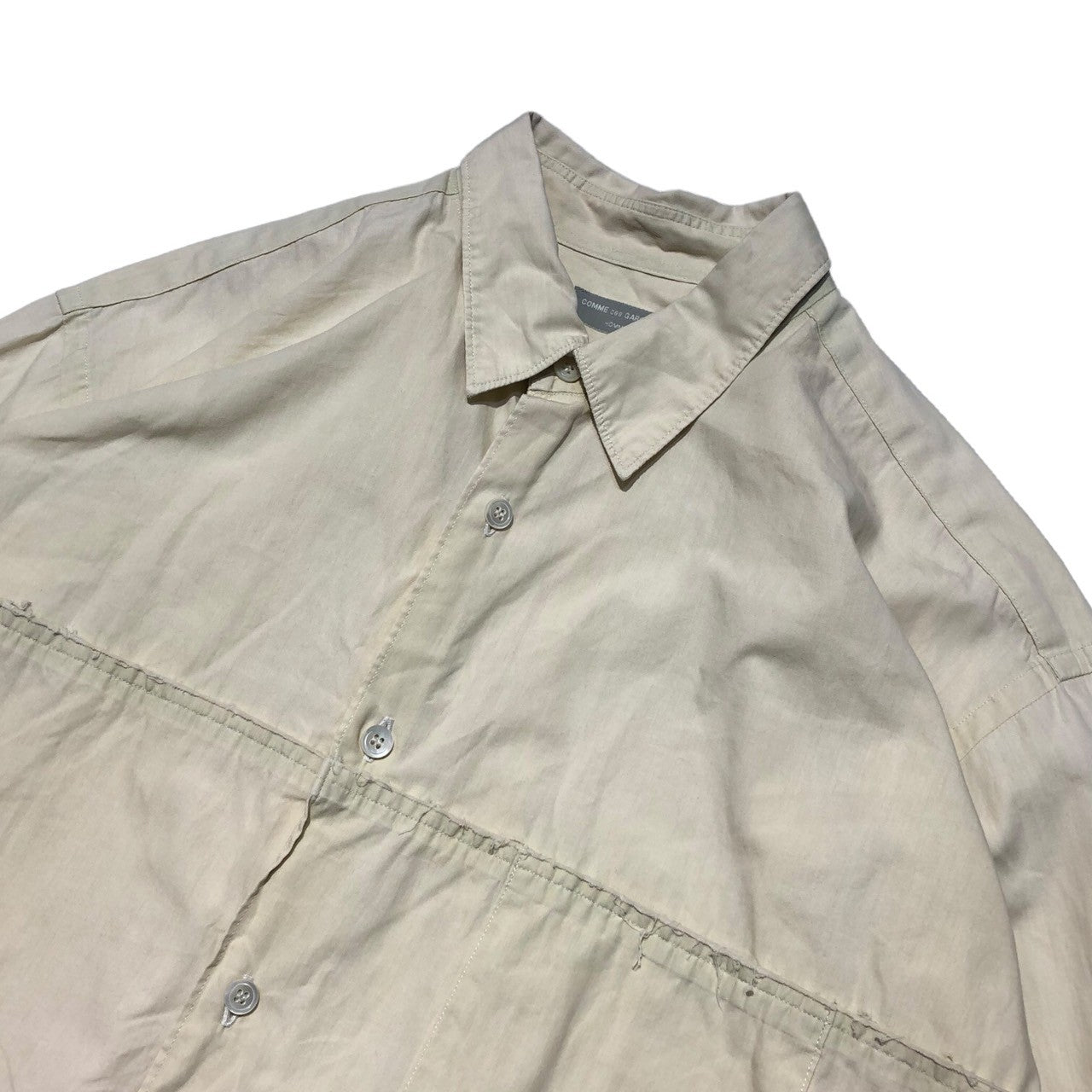 COMME des GARCONS HOMME(コムデギャルソンオム) 80~90's vintage cotton overshirt ヴィンテージ コットン オーバーシャツ 切りっぱなし 無地 切替 ベージュ