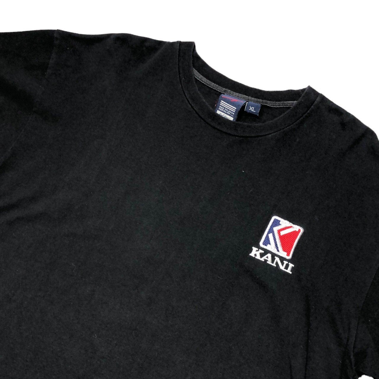 Karl Kani(カールカナイ) One point logo big size T-shirt ワンポイント ロゴ 刺繍 ビッグサイズ Tシャツ XL ブラック