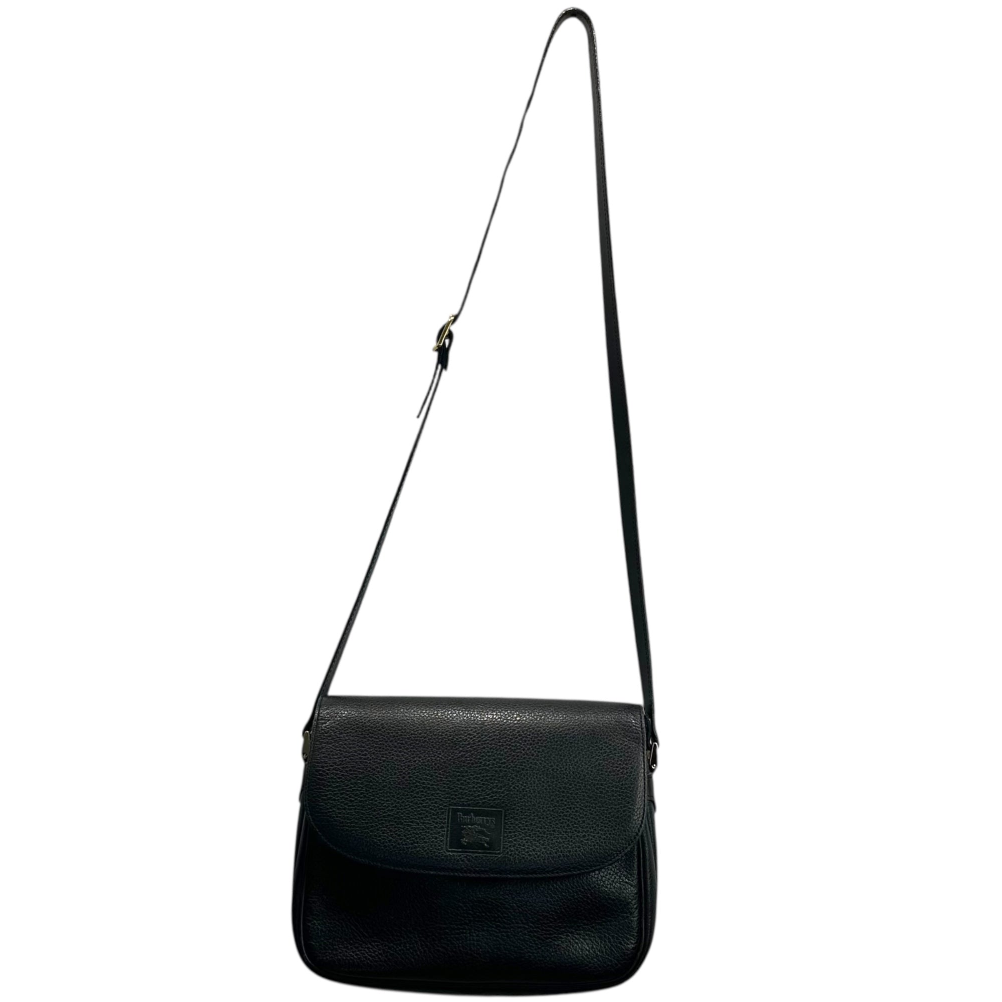 Burberry’s(バーバリーズ) Vintage NovaCheck Horse Logo Leather Shoulder Bag ヴィンテージ ノヴァチェック ホースロゴ レザー ショルダー バッグ ブラック