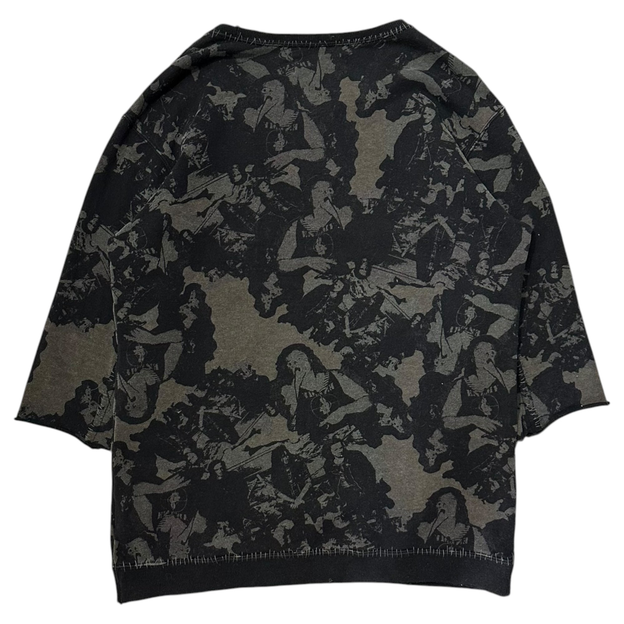 UNDERCOVERISM(アンダーカバイズム) 2003SS ”SCAB” Crust All-over Print T-shirt スキャブ期 クラスト 総柄 7分丈 Tシャツ U230 M ブラック×グレー 00's