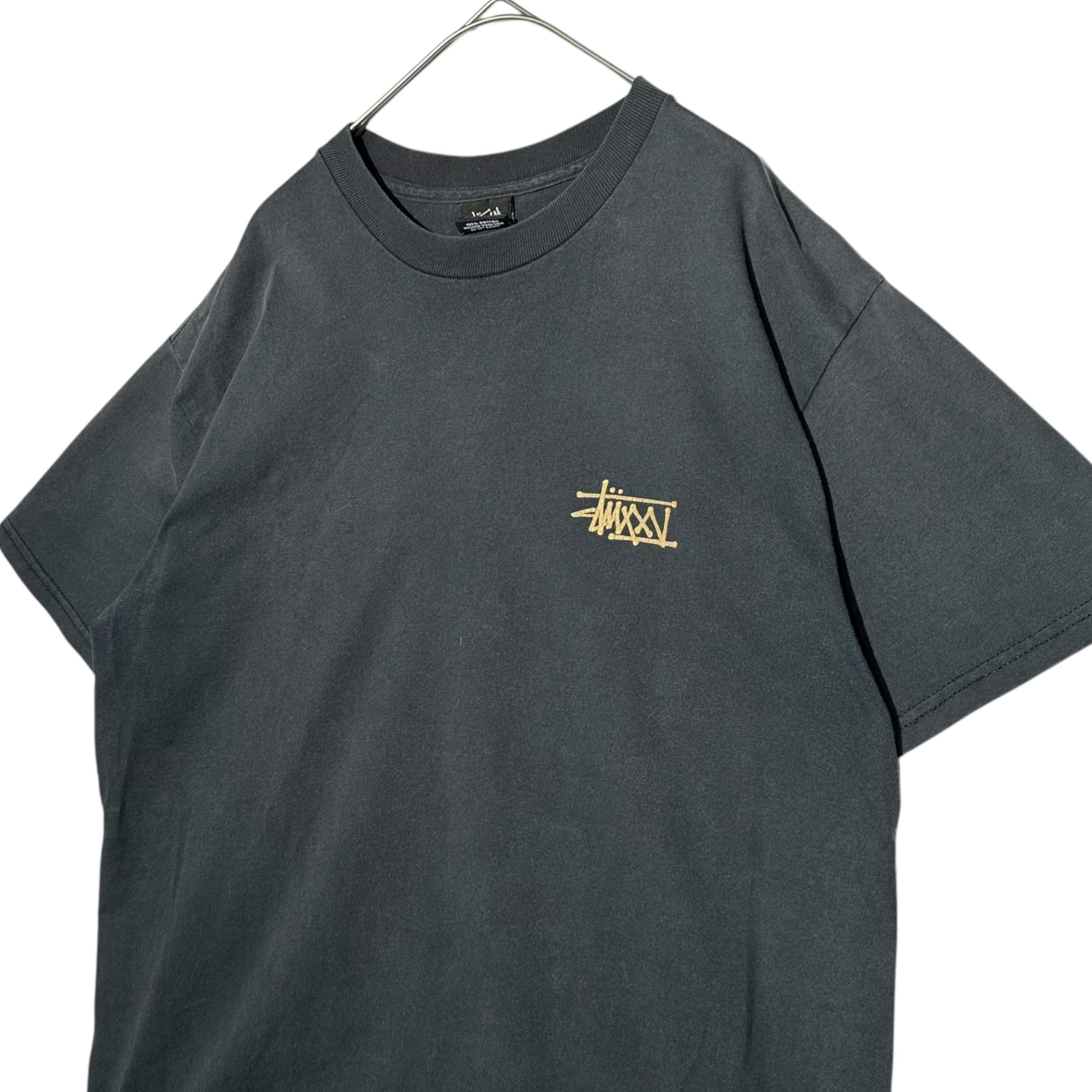 STUSSY(ステューシー) 00's crown skull back print Tシャツ 王冠 スカル バックプリント M ブラック×ゴールド OLD STUSSY