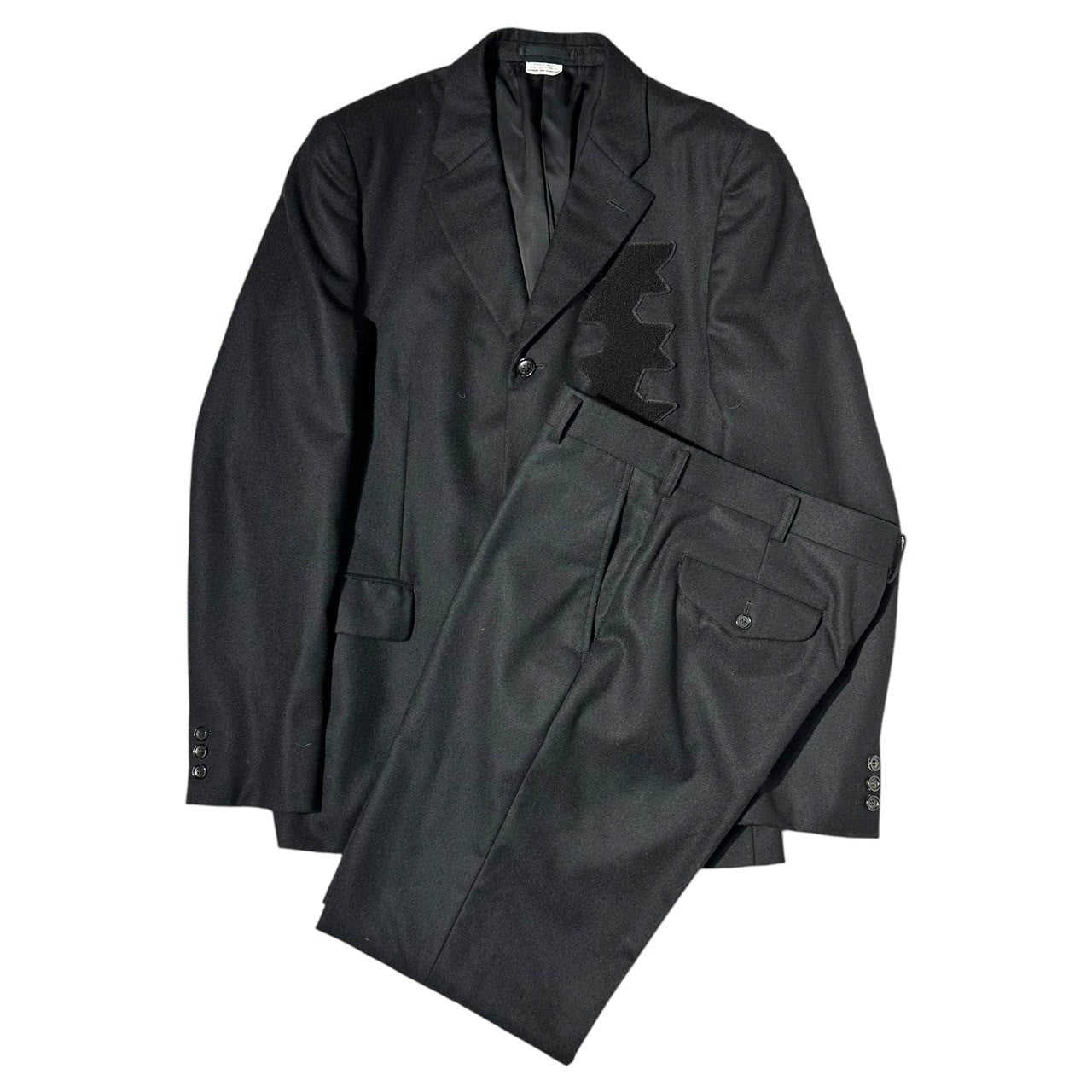 COMME des GARCONS HOMME PLUS(コムデギャルソンオムプリュス) 06AW Persona Period Star-shaped Sagara Embroidery Tailored Jacket Pants Setup Suit ペルソナ期 星形 サガラ 刺繍 テーラード ジャケット パンツ セットアップ スーツ JKT:PR-J044 PT:PR-P028 M ブラック AD2006