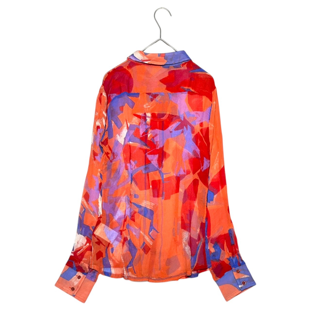 MARITHE FRANCOIS GIRBAUD(マリテフランソワジルボー) 00s all-over silk blouse shirt 総柄 シルク ブラウス シャツ F7-5409 S レッド×ブルー