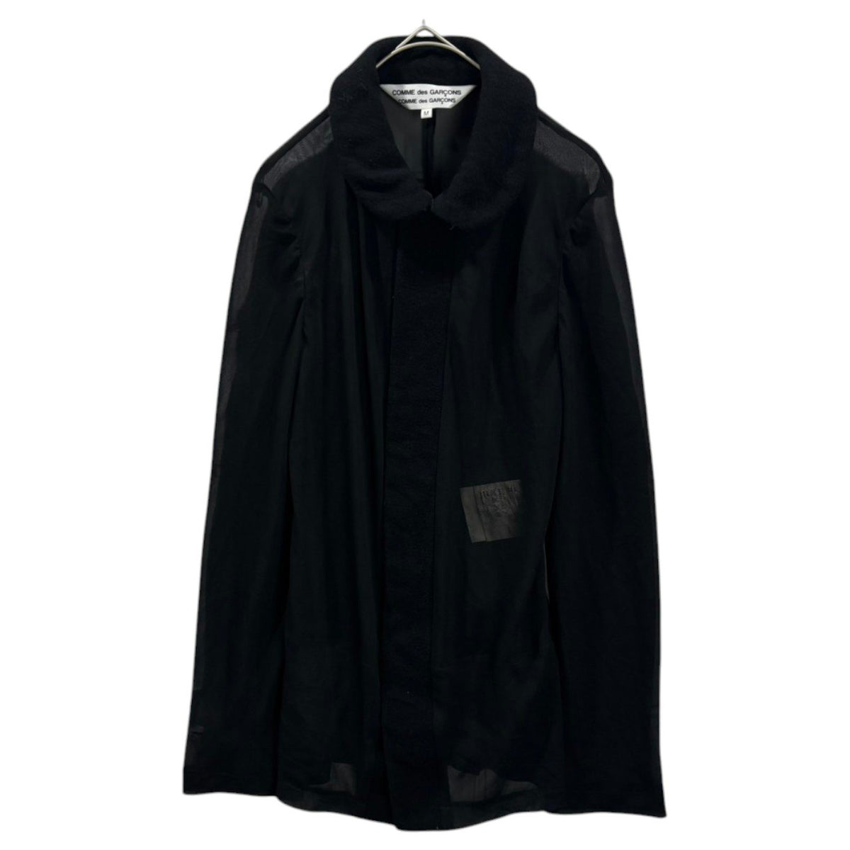 COMME des GARCONS COMME des GARCONS(コムデギャルソンコムデギャルソン) 2009AW Sheer Panel Peter Pan Collar Long Sleeve Blouse 丸襟 シアー 切替 長袖 ブラウス RD-J024 M ブラック AD2009 製品洗い加工 襟 ウール縮絨