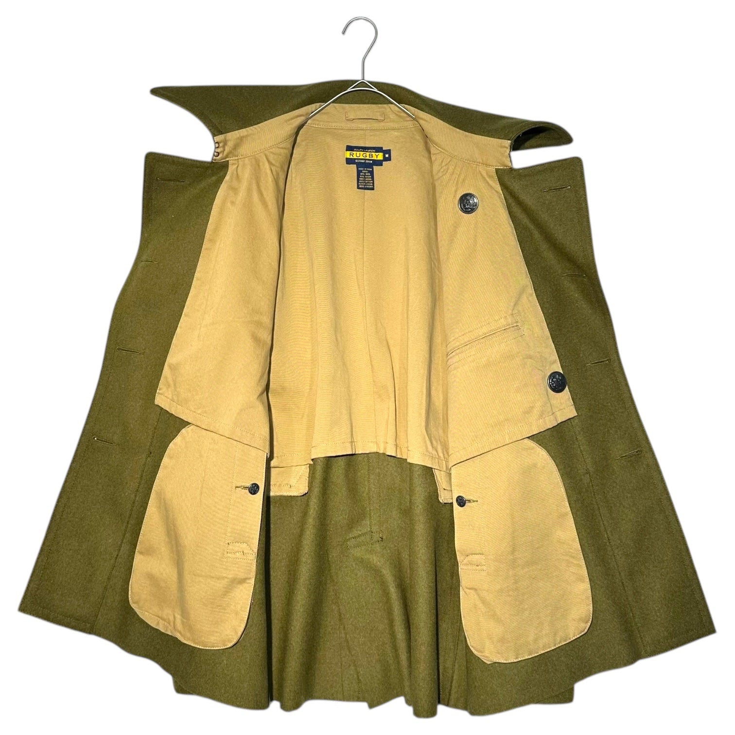 RALPH LAUREN RUGBY(ラルフローレンラグビー) Wappen Wool Melton P Coat ワッペン ウール メルトン P コート M カーキ KING’S OWN
