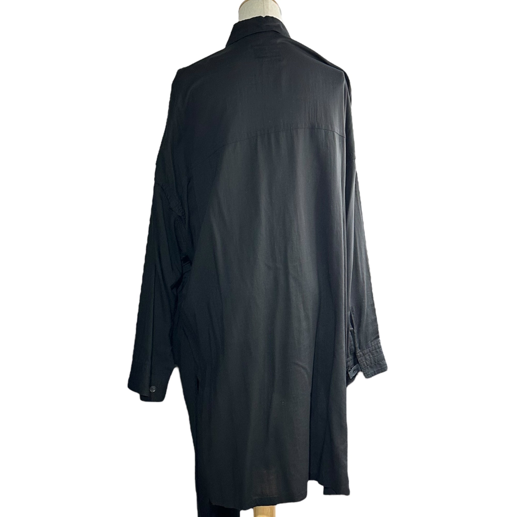 B YOHJI YAMAMOTO(ビー ヨウジヤマモト) B/FLUTTERING SHIRT 左薙ぎ 長袖 ロング シャツ NN-B57-201 1(S程度) ブラック