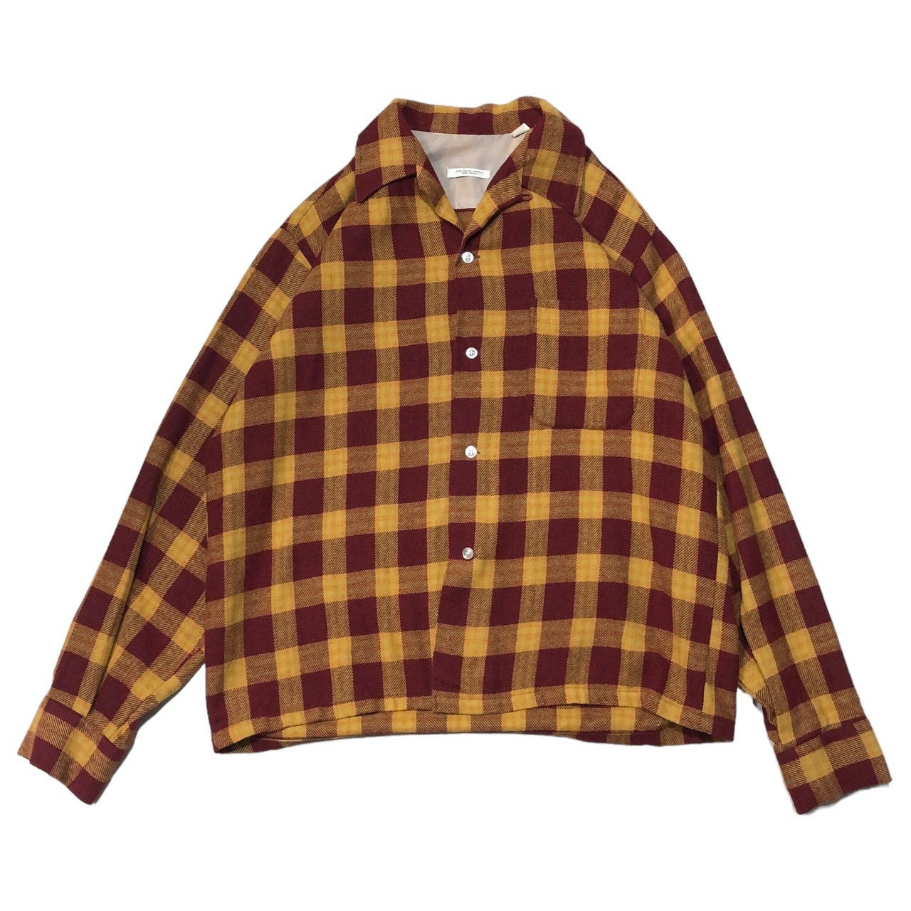beaver shirt company(ビーバーシャツカンパニー) 80's ~ 90's Wool blend open collar shirt ウールブレンド オープンカラー シャツ ヴィンテージ M レッド×オレンジ 推定80年代~90年代