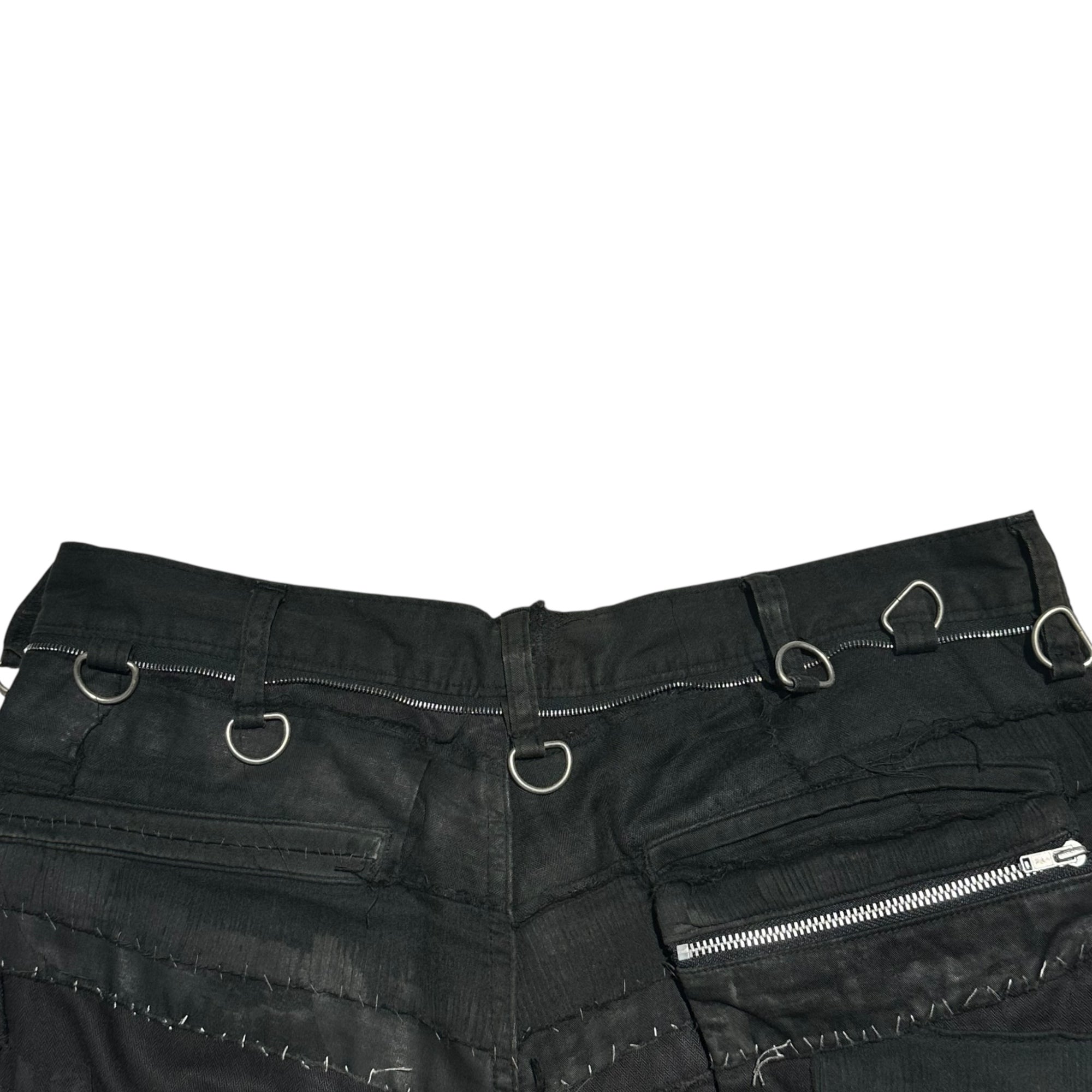 【近日公開】UNDERCOVERISM(アンダーカバイズム) 03SS SCAB Period Crust Damaged & Patchwork Cropped Pants クラスト ダメージ加工 & パッチワーク クロップド パンツ 瘡蓋 U222 M ブラック 2003年 パリコレ 初参加時 稀少 少数生産アイテム