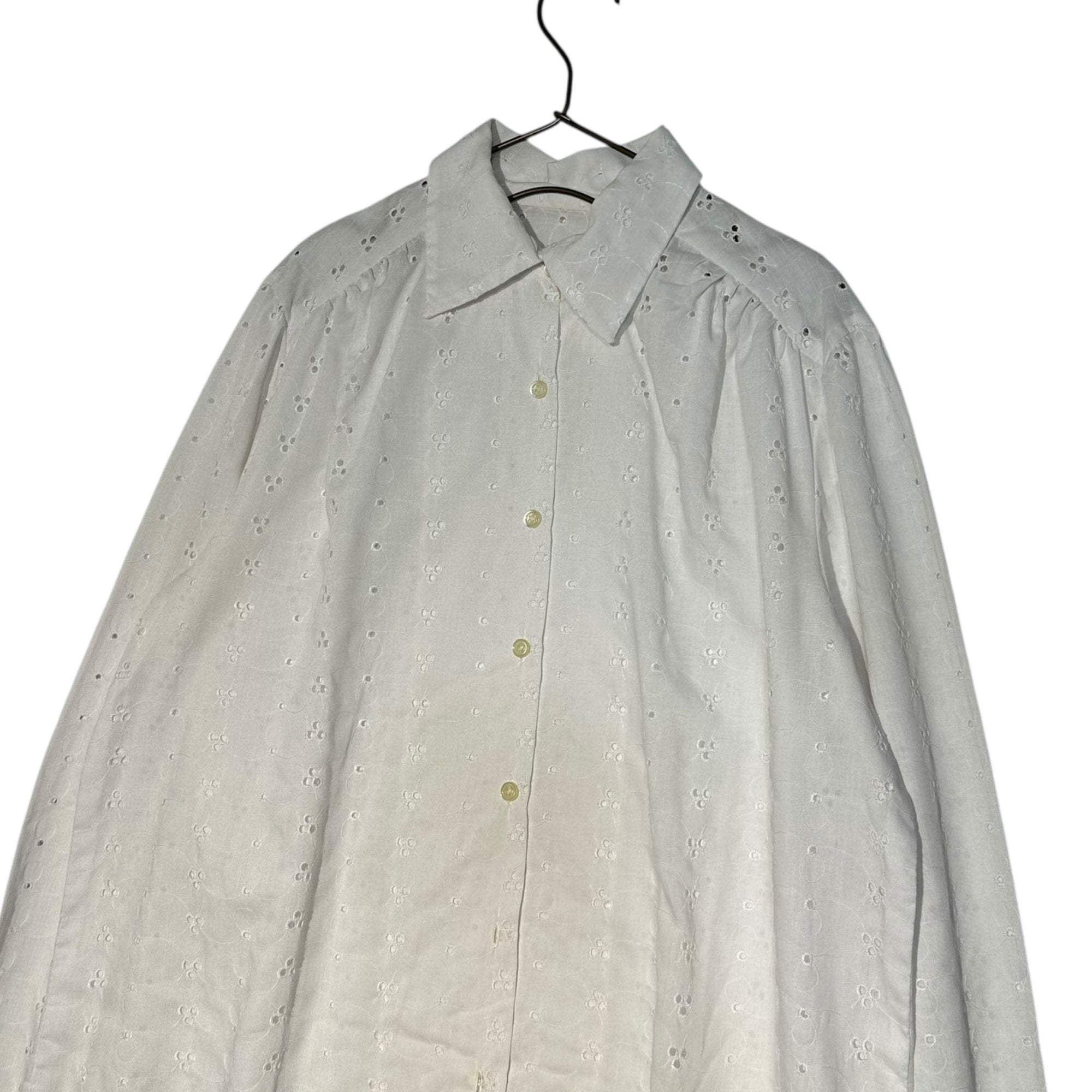 Euro Vintage(ヨーロッパヴィンテージ) Continuer_70's~ scalloped lace cotton blouse/スカラップレースコットンブラウス 表記なし(Lサイズ程度) ホワイト