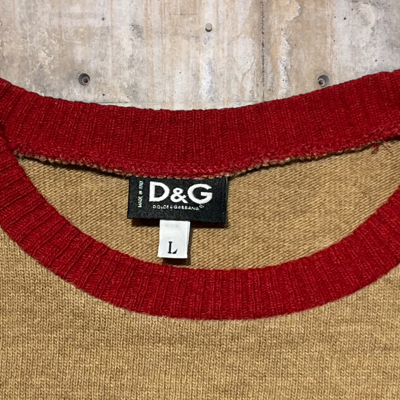 D&G DOLCE&GABBANA(ディーアンドジードルチェ&ガッバーナ) 切替リブウールニット/セーター L ブラウン ドルチェアンドガッバーナ ドルガバ