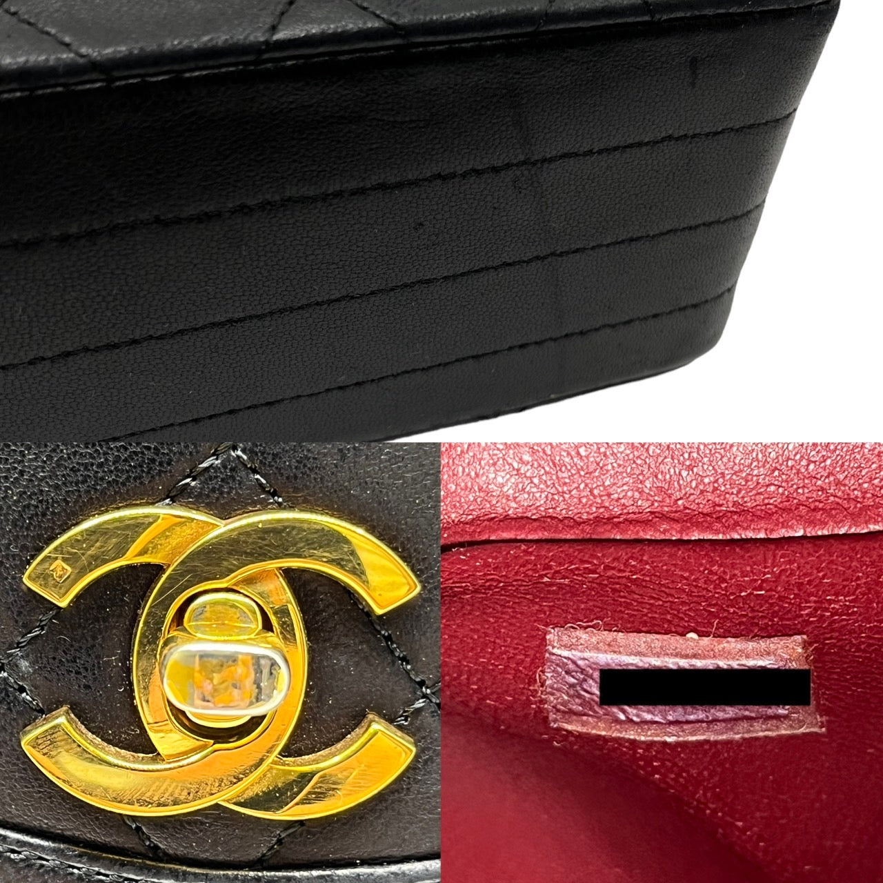 CHANEL(シャネル) マトラッセ ラムスキンチェーンショルダーバッグ/ヴィンテージ/ヴィンテージシャネル 製造番号:2***** ブラック ゴールド金具 ECLAIRジップ 1980年代半ば 6桁